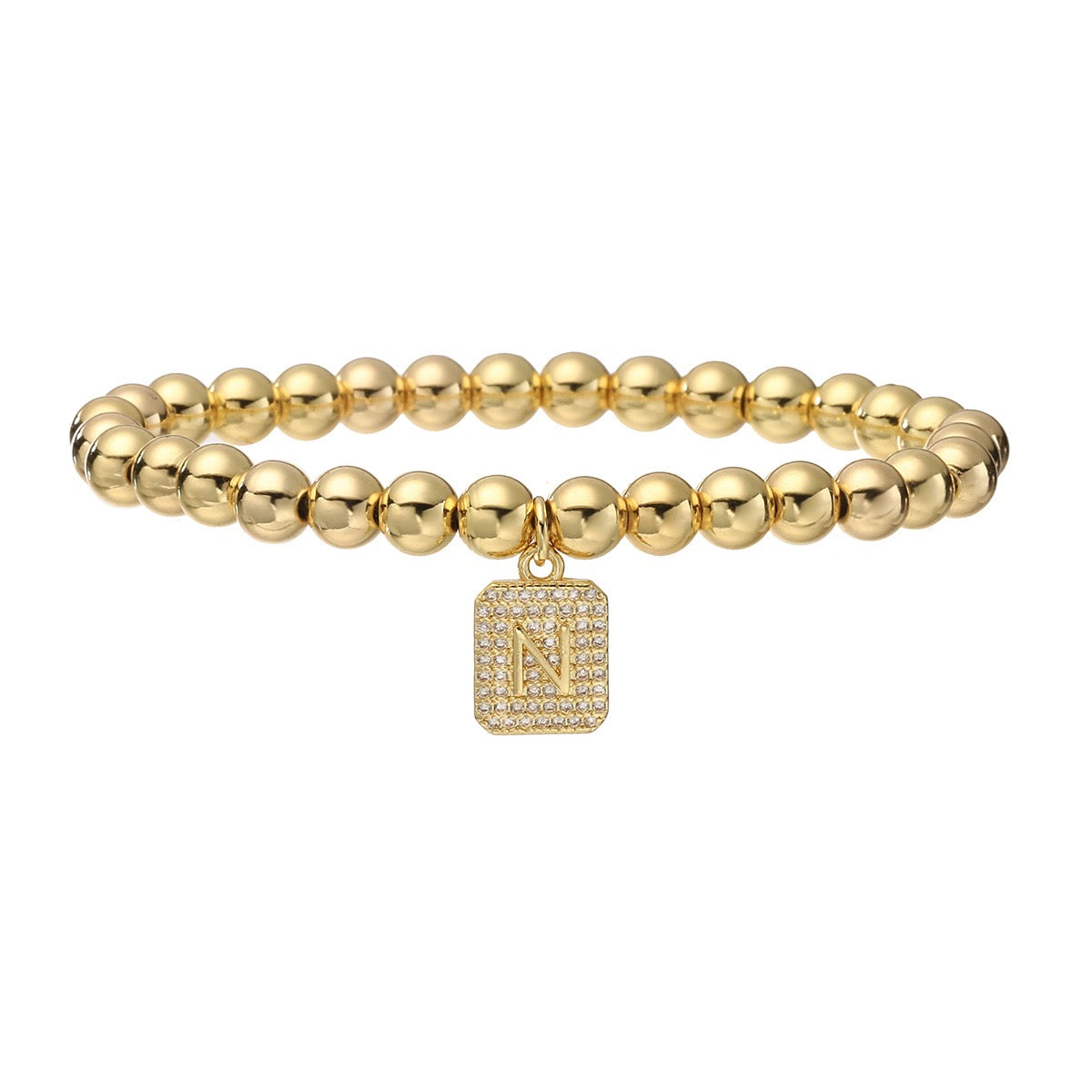 14k gold classic initial bracelet (6mm)