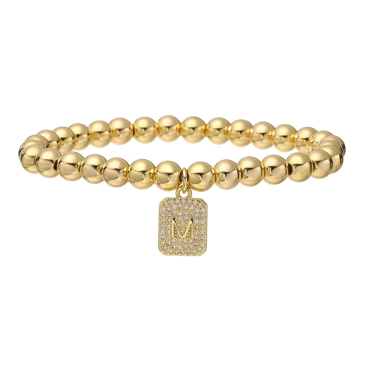 14k gold classic initial bracelet (6mm)
