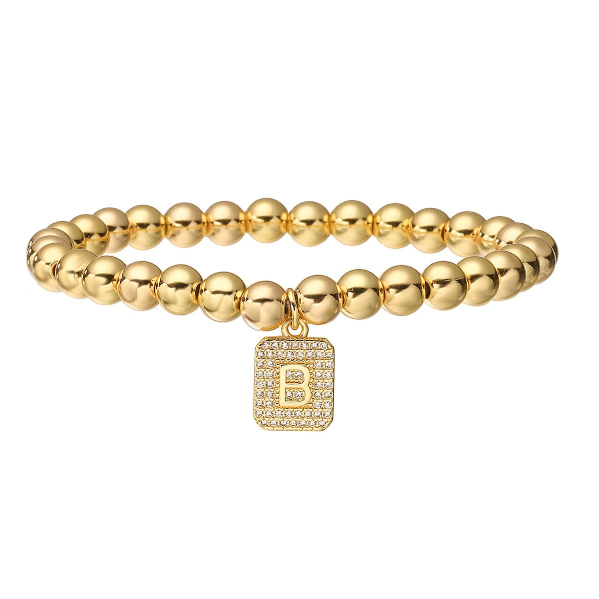 14k gold classic initial bracelet (6mm)