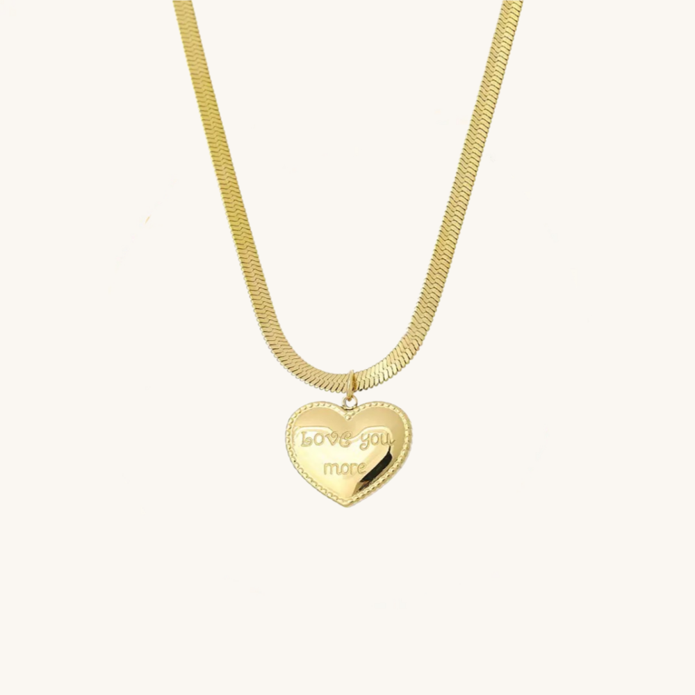 14K Gold 'Love You More' Heart Necklace