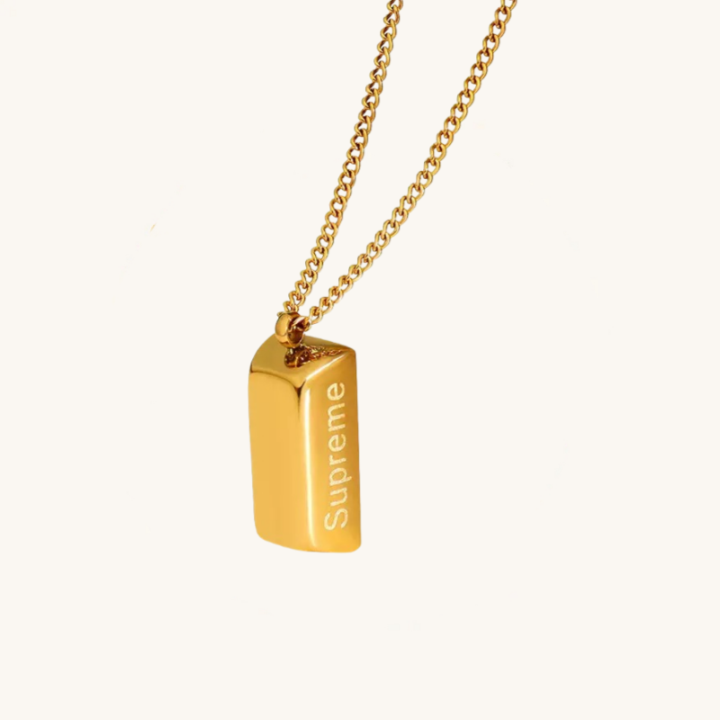 14K Gold Bar Pendant Necklace