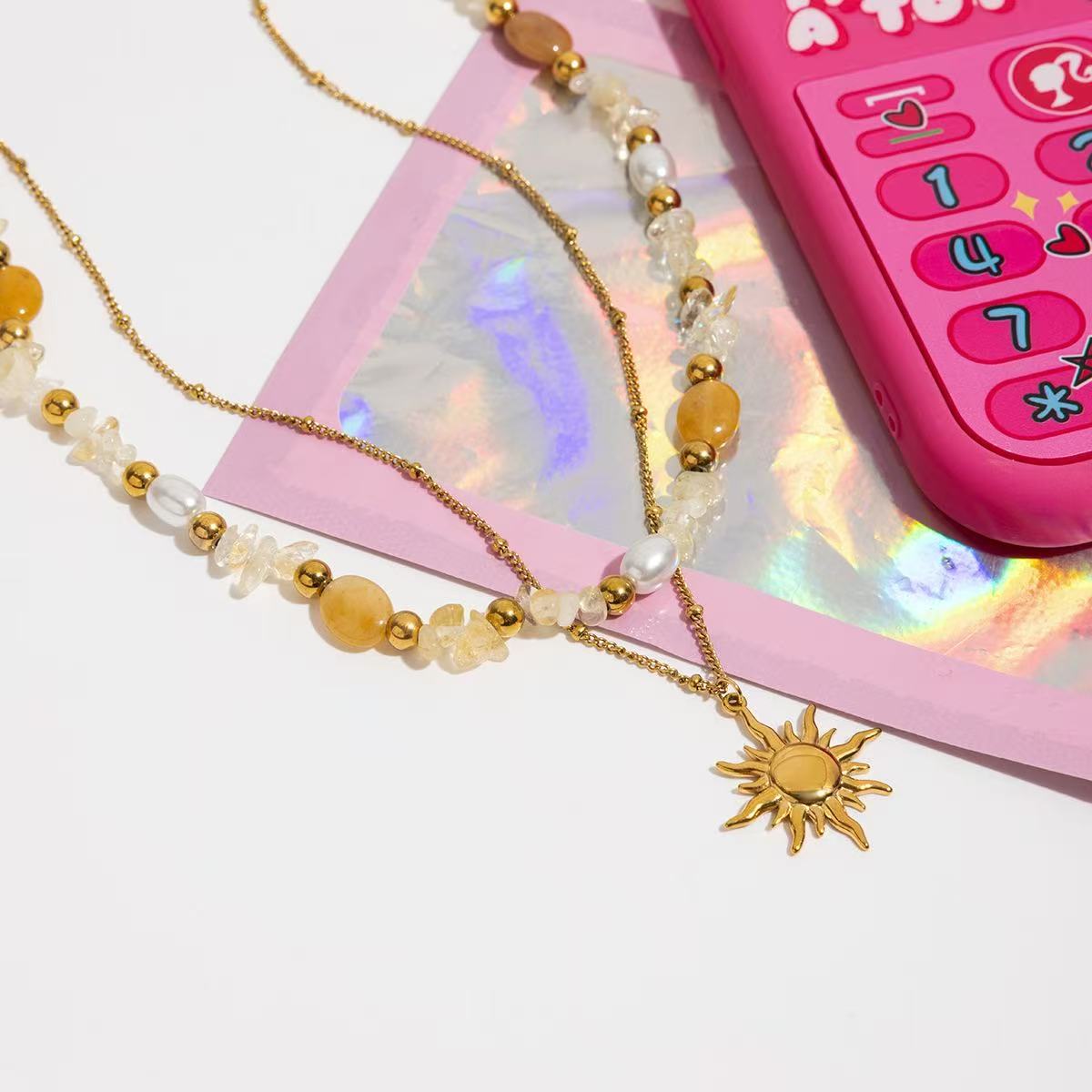 Bohemian Sunburst and Bead Necklace Set