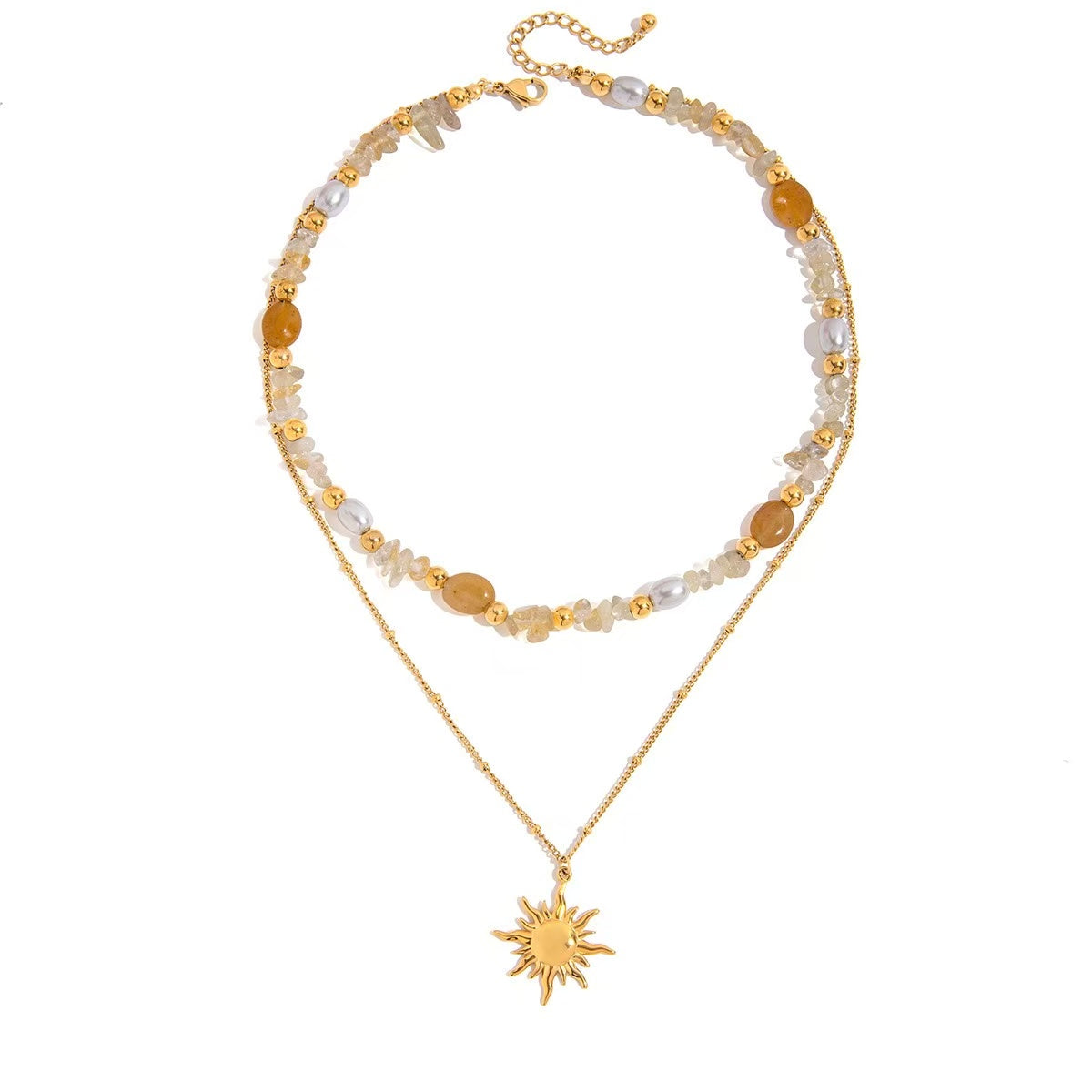 Bohemian Sunburst and Bead Necklace Set