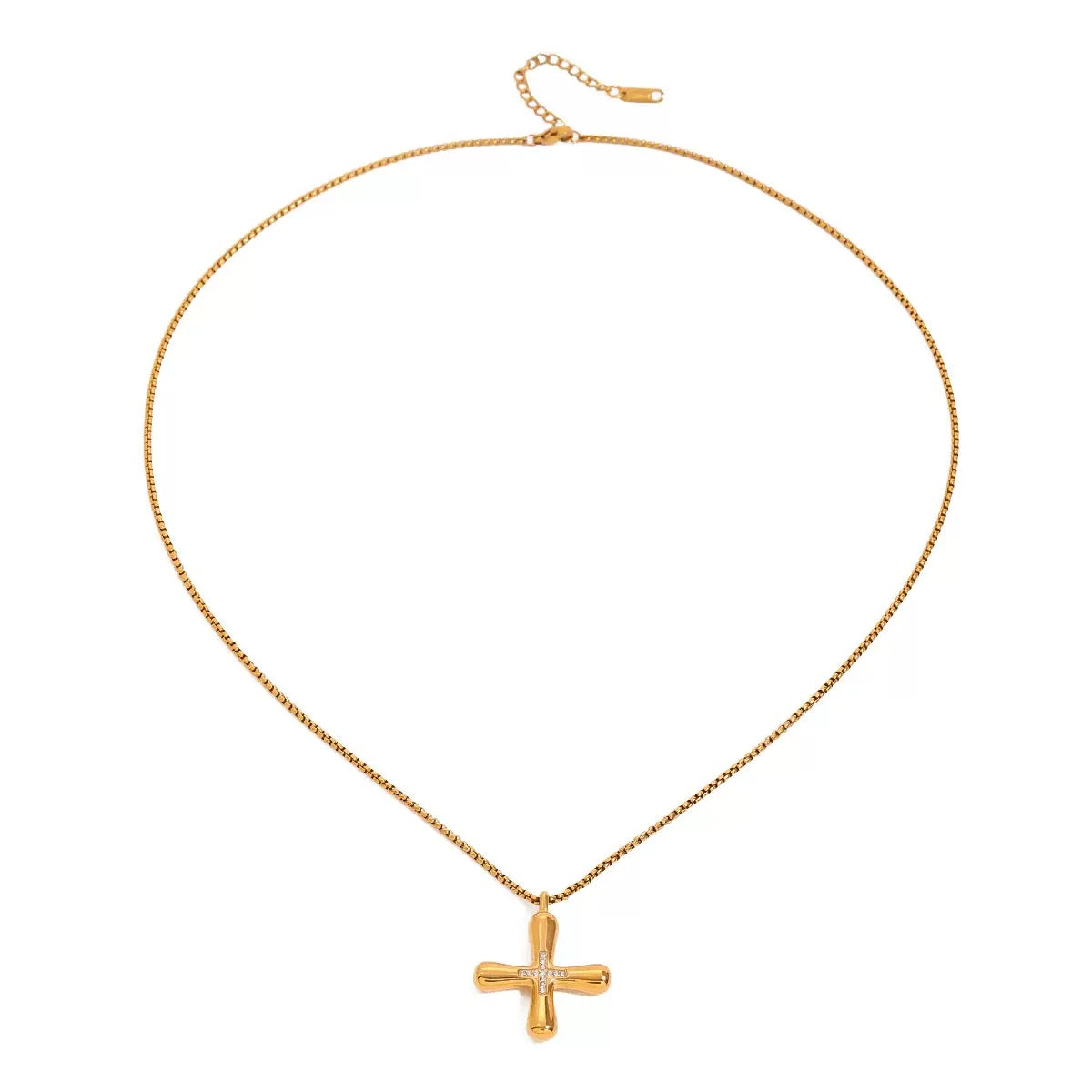 18K Gold Cross Pendant Necklace
