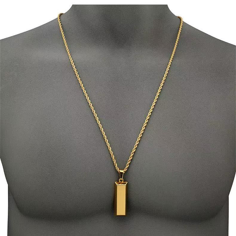 14K Gold Bar Pendant Necklace — Bold, Modern & Eye-Catching