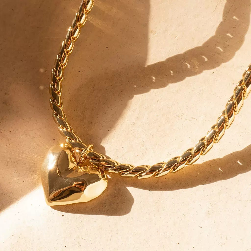 14K Gold Molten Heart Necklace