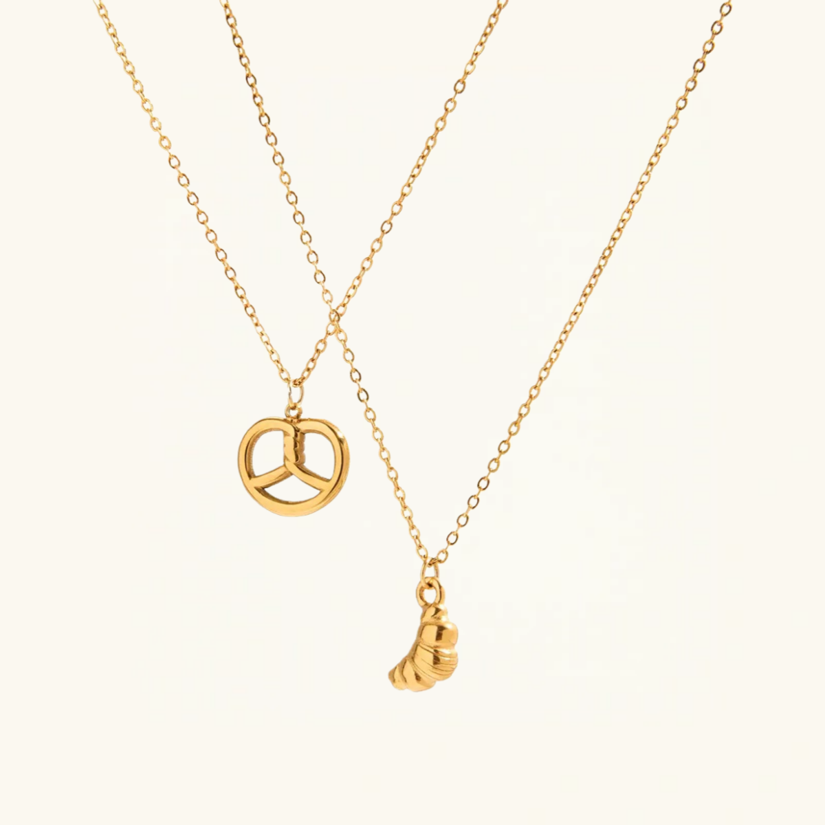 14K Gold Croissant Pendant Necklace