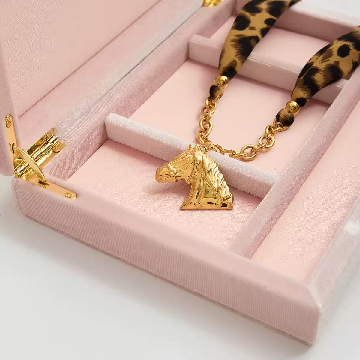 18K Gold Horse Silk Scarf Necklace