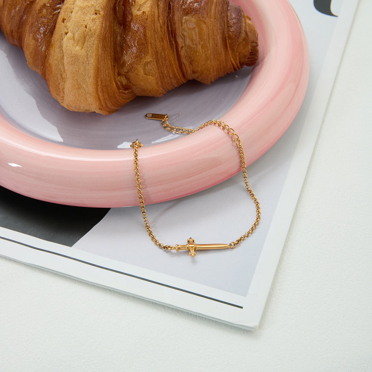 14K Gold Cross Charm Bracelet