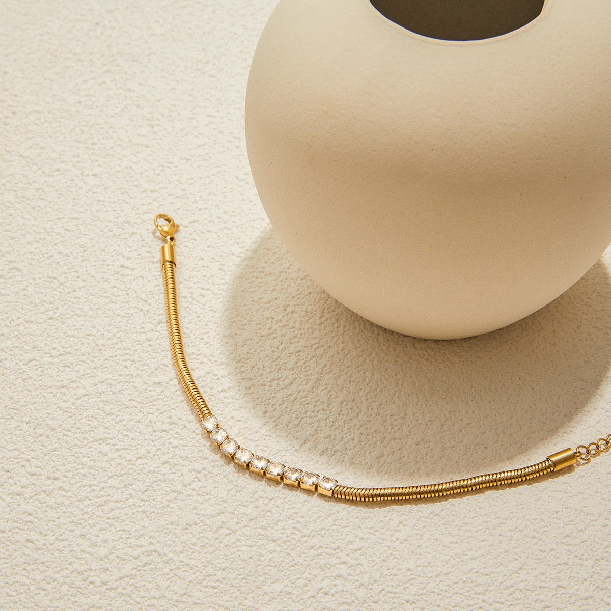 Glistening 14K Gold Snake Chain Bracelet
