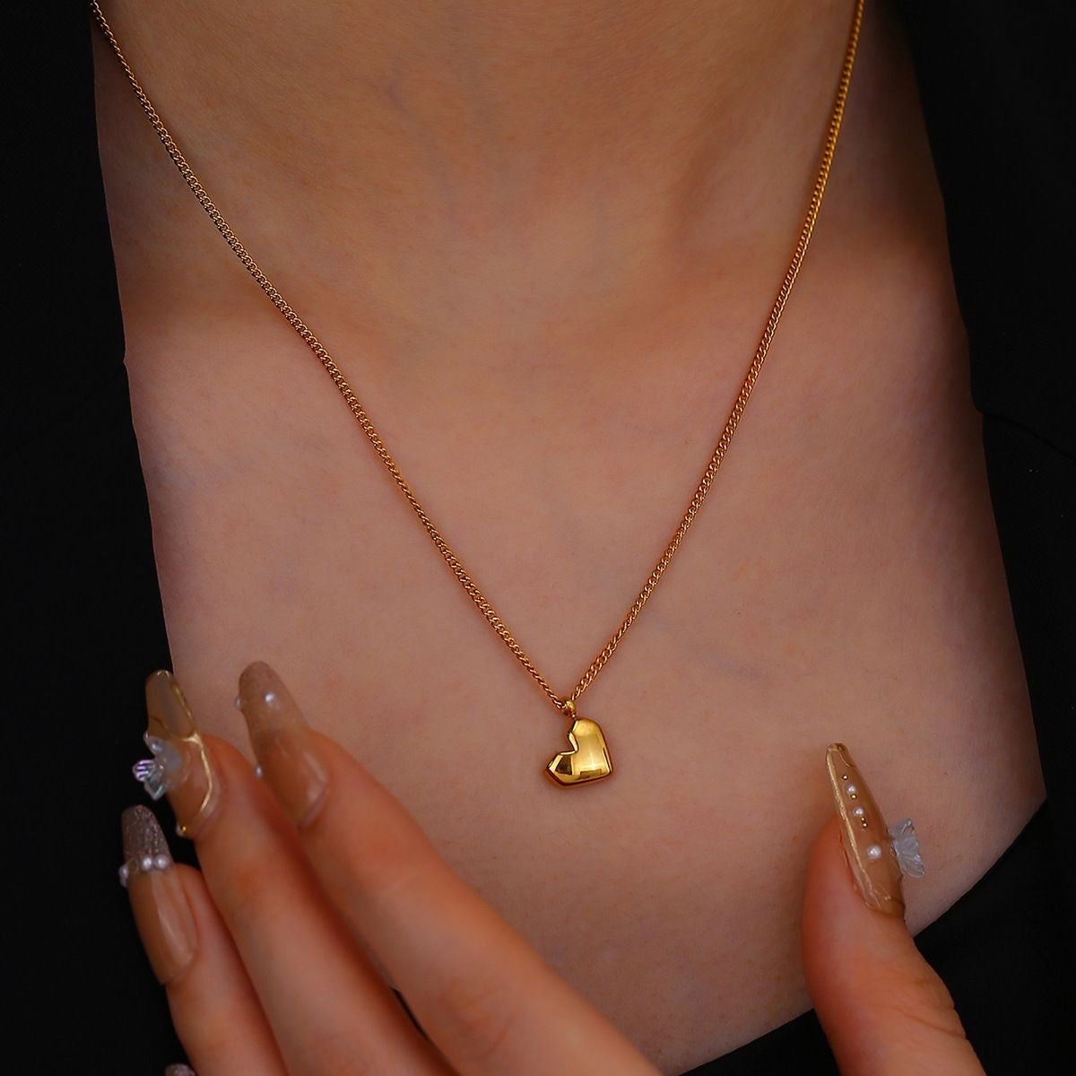 14K Gold Angular Heart Necklace