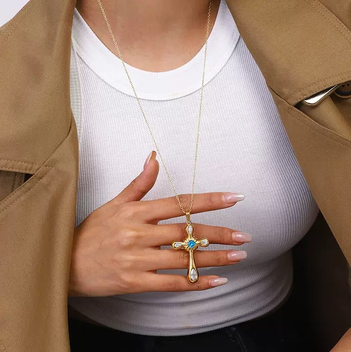 14K gold cross necklace#1