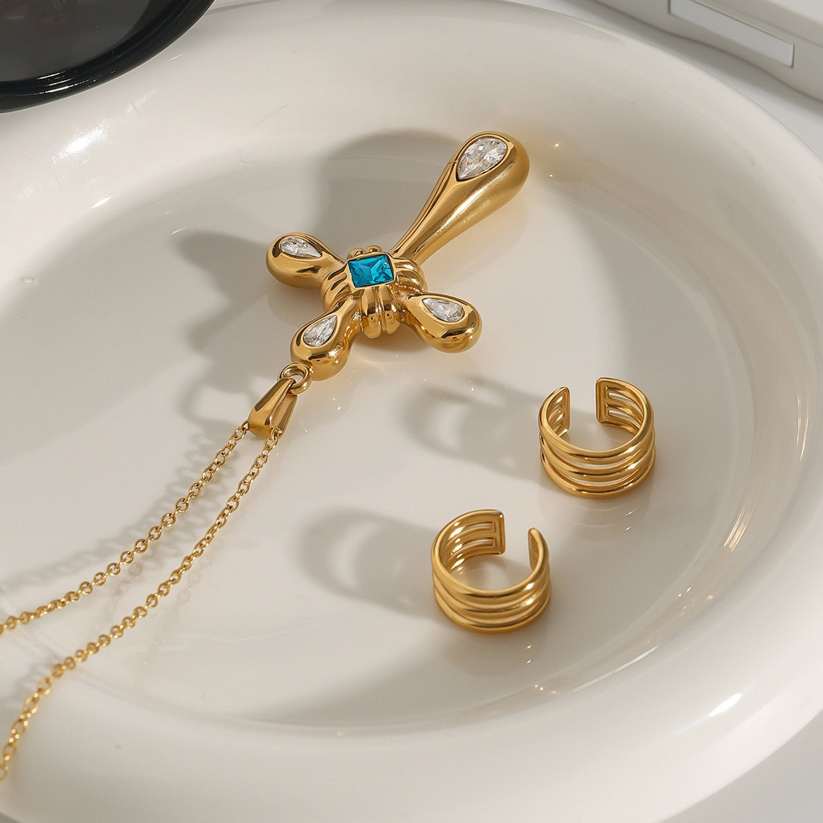 14K gold cross necklace#1