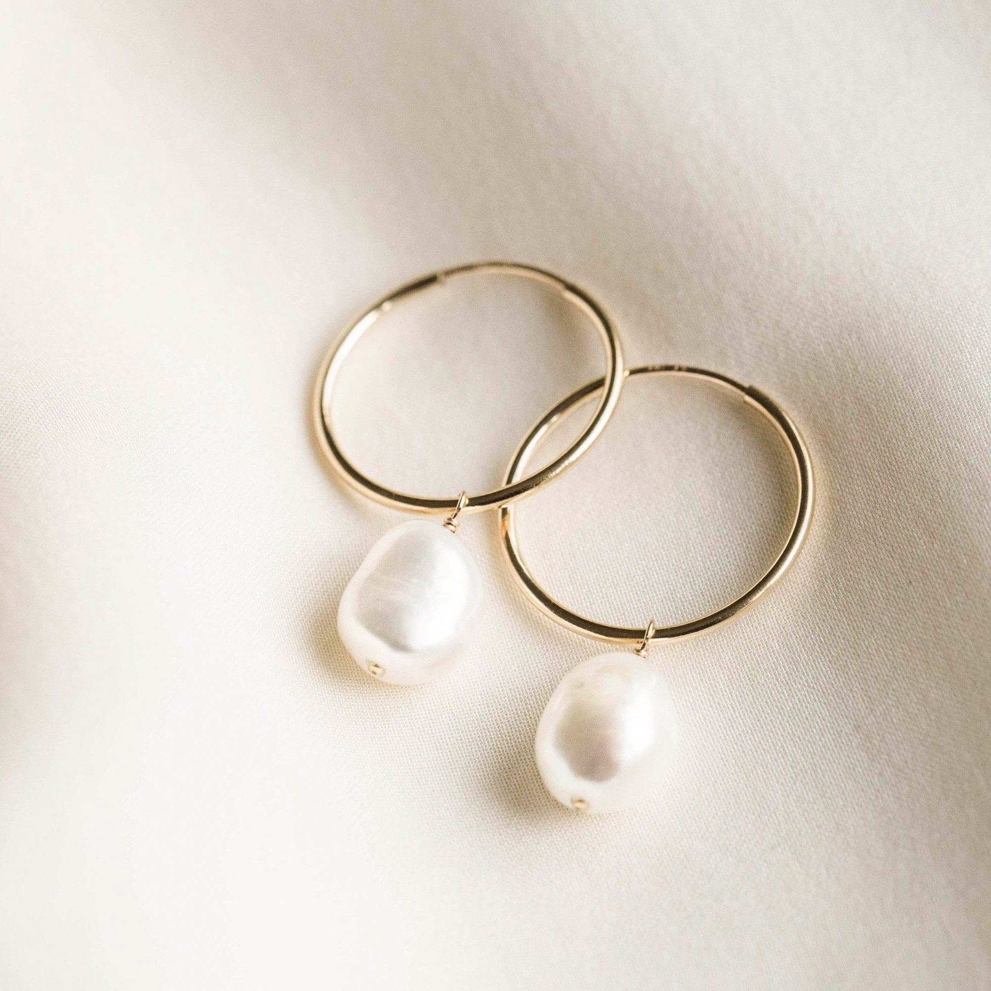 Baroque Pearl Hoop Earrings