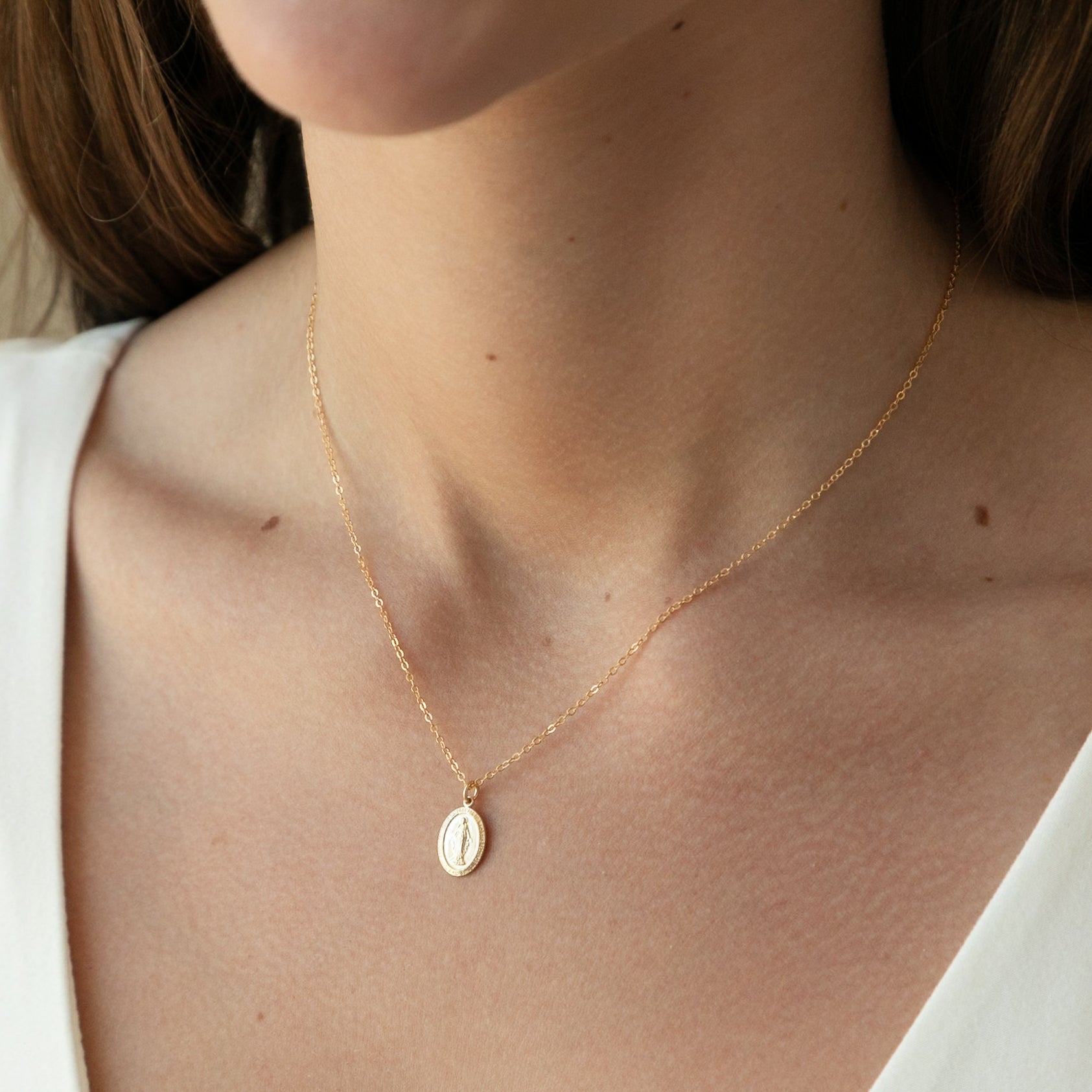 Tiny Virgin Mary Necklace