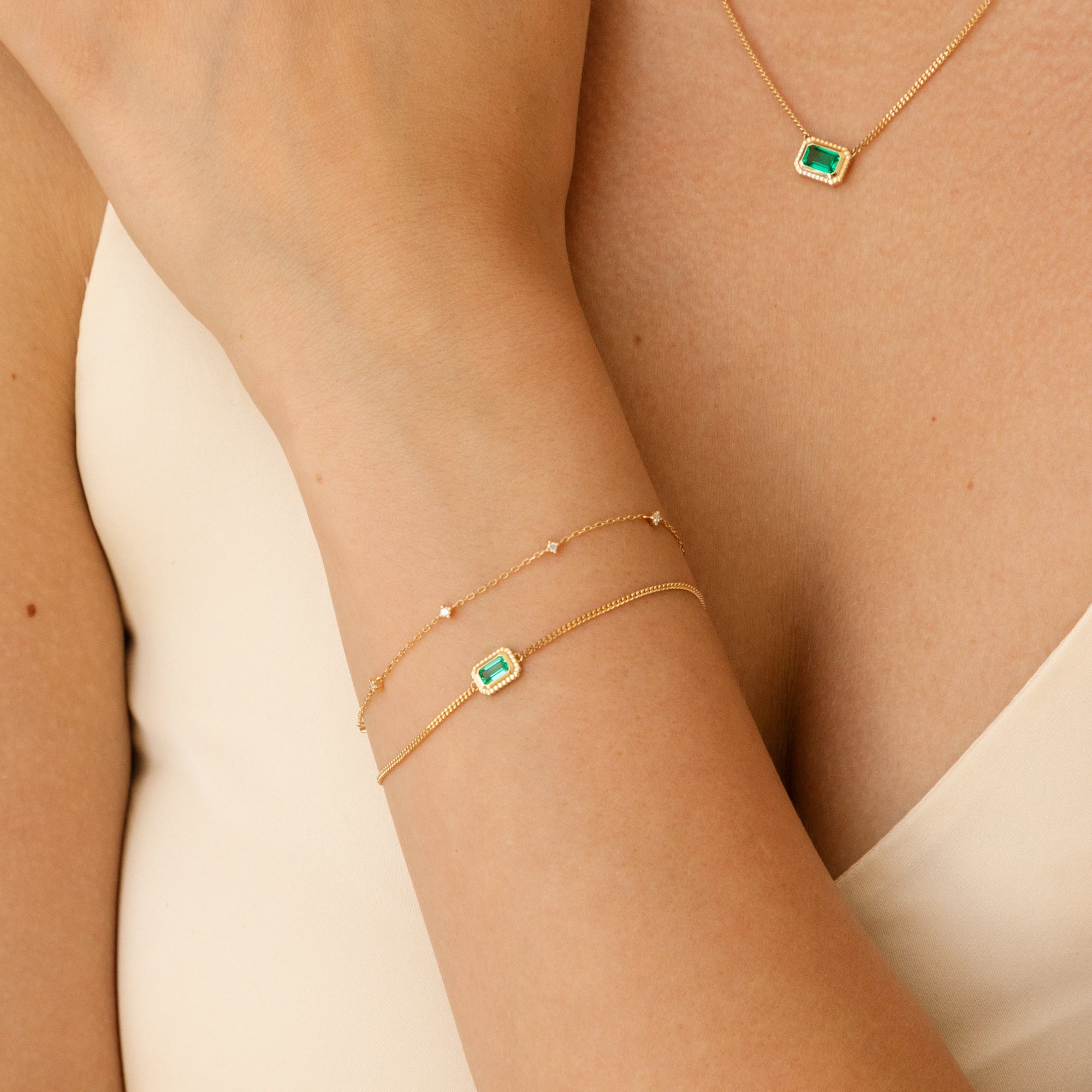 Ribbed Emerald Bracelet