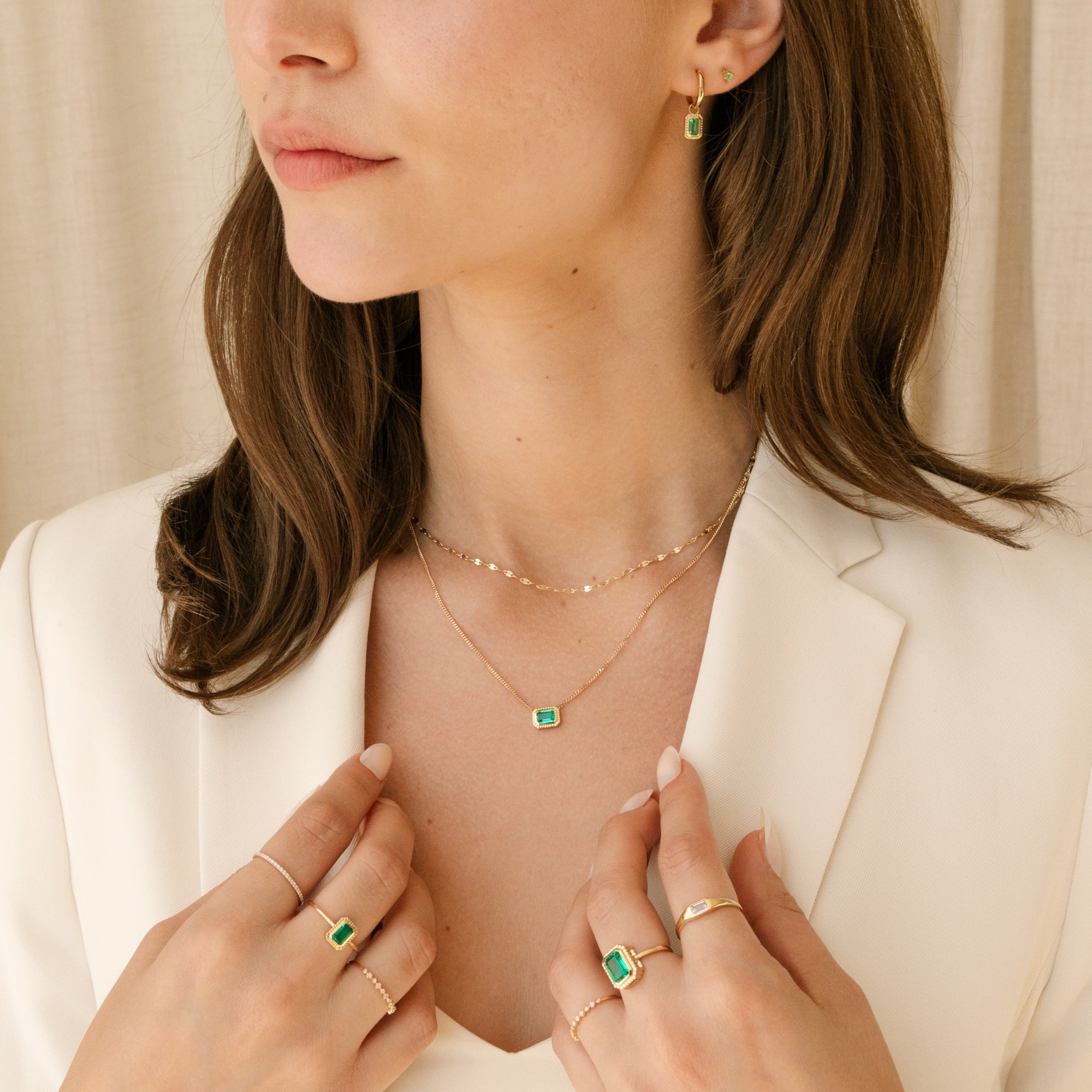 Ribbed Emerald Necklace