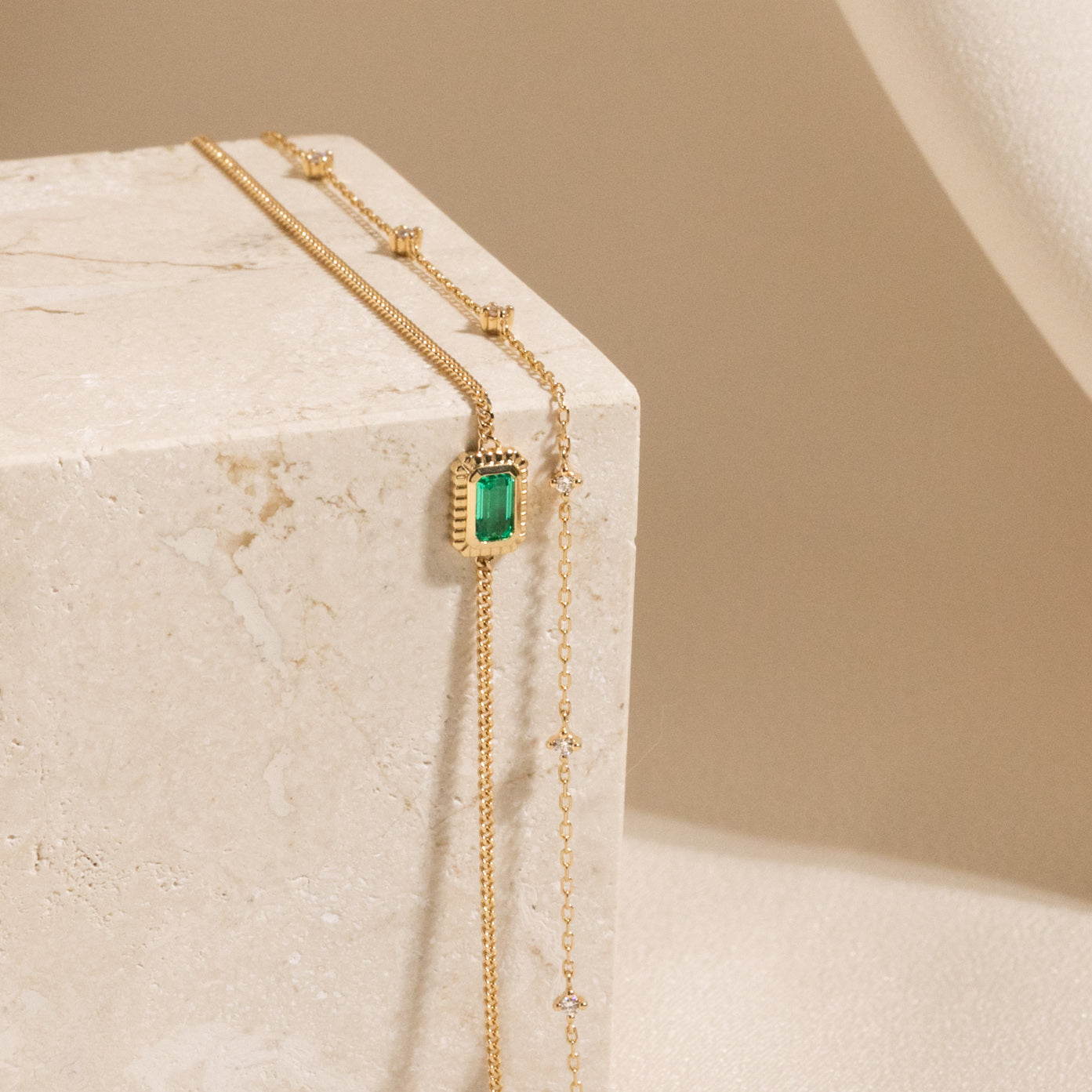 Ribbed Emerald Bracelet