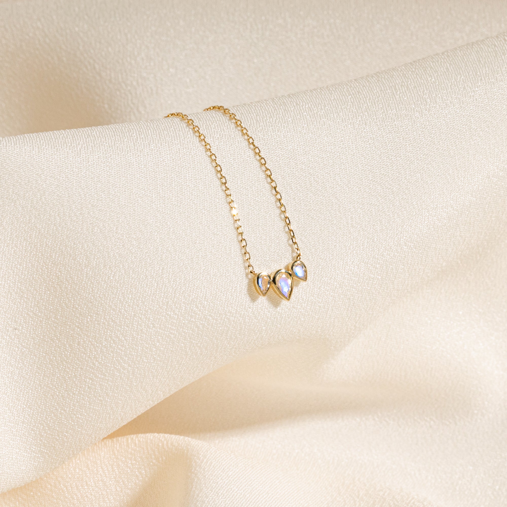 Triple Teardrop Moonstone Necklace