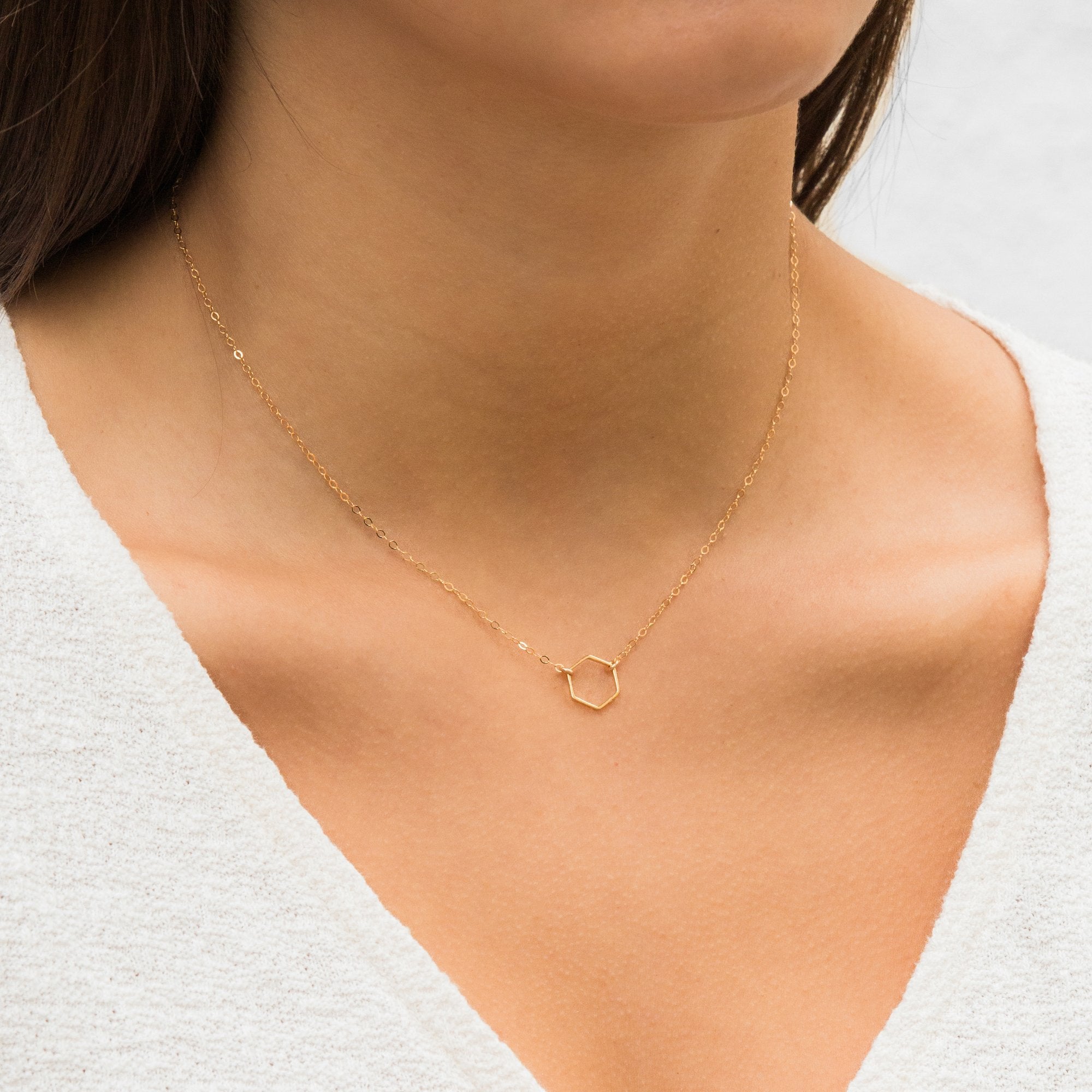 Dainty Hexagon Necklace