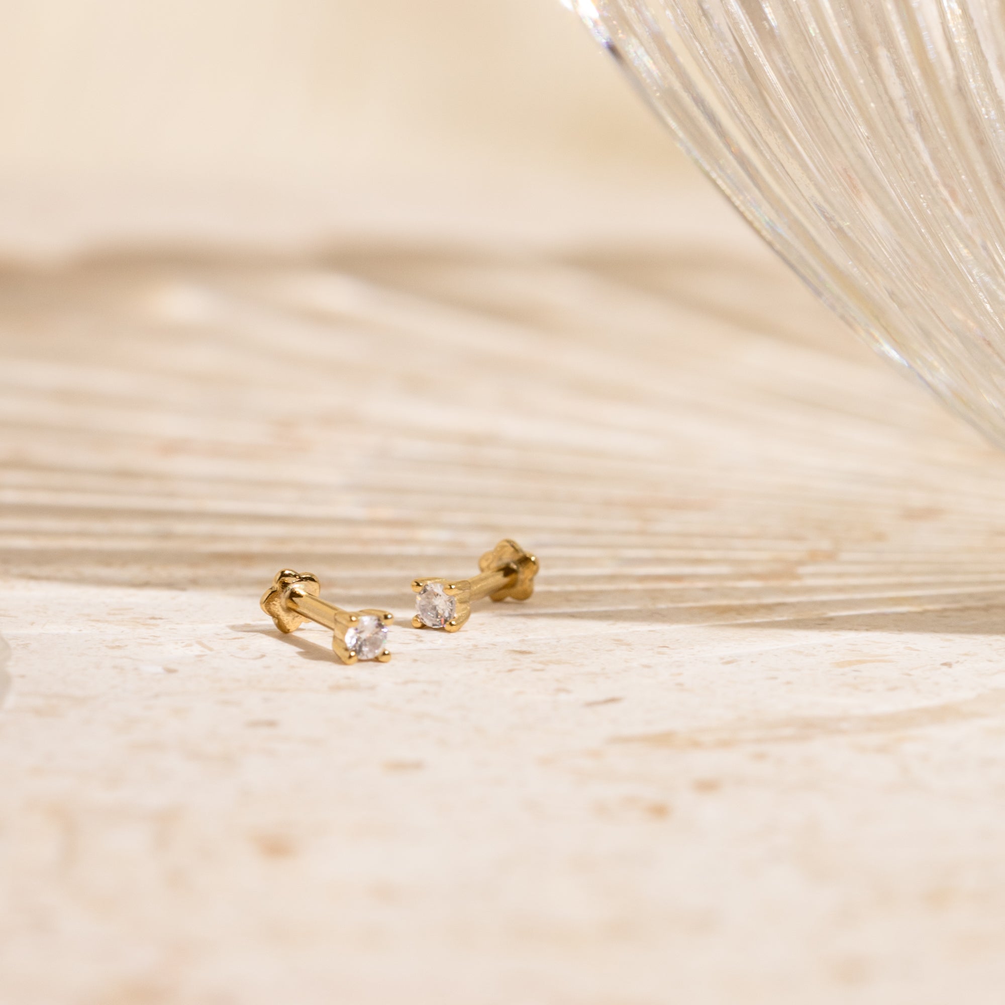 Dainty CZ Flat Back Stud Earring