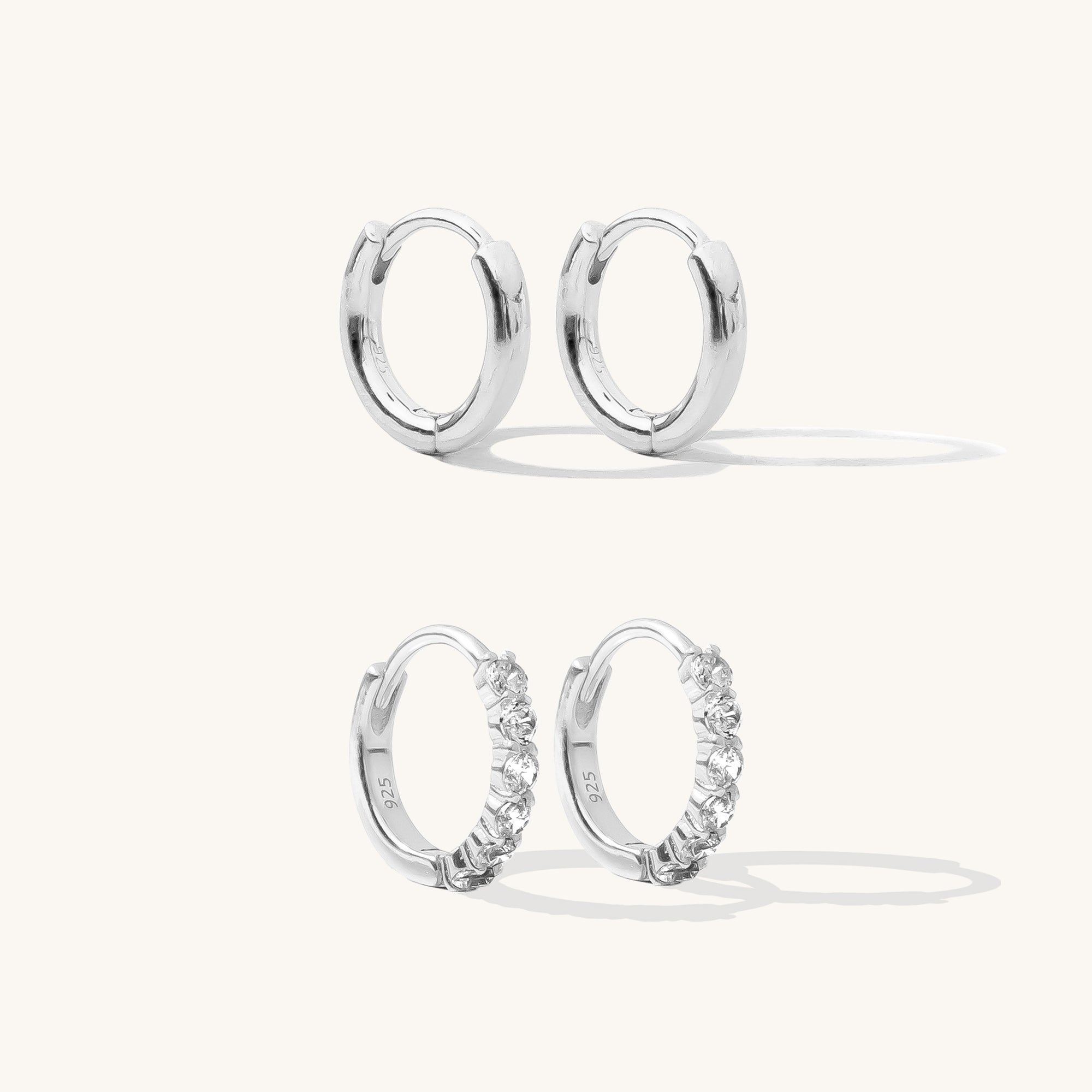 Huggie Hoop Earrings Set