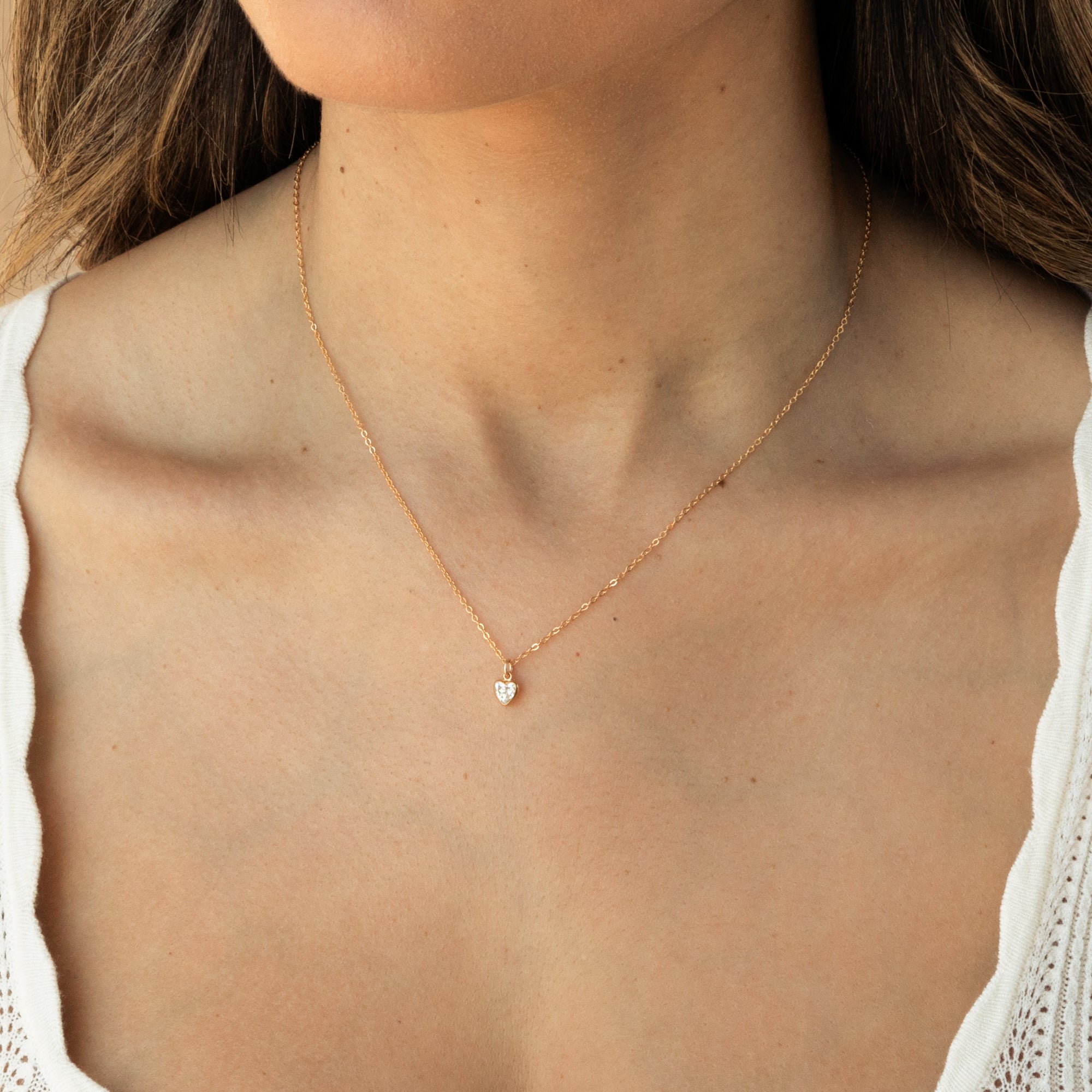 Tiny Heart CZ Necklace