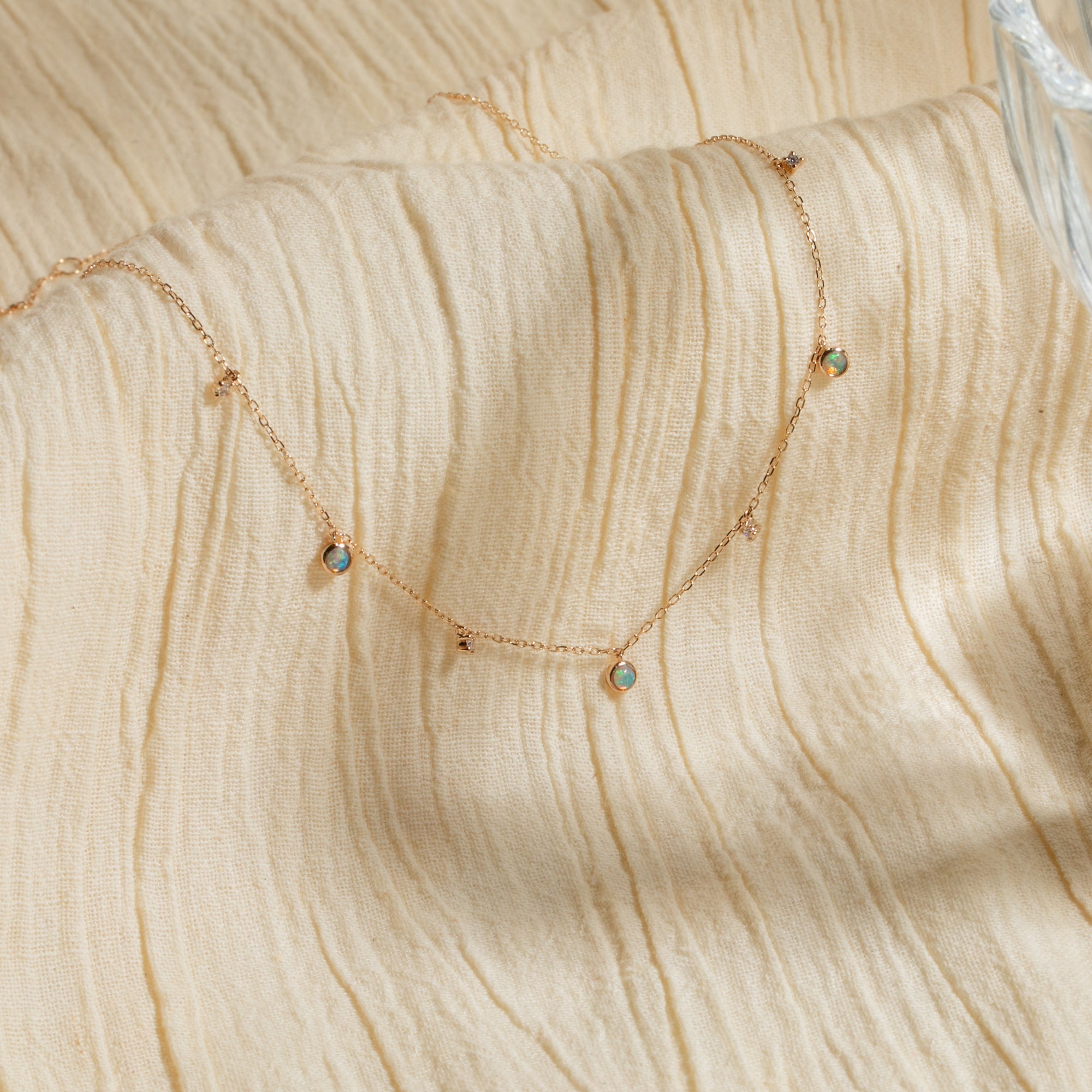 Opal + Diamond Station Necklace - Reversible