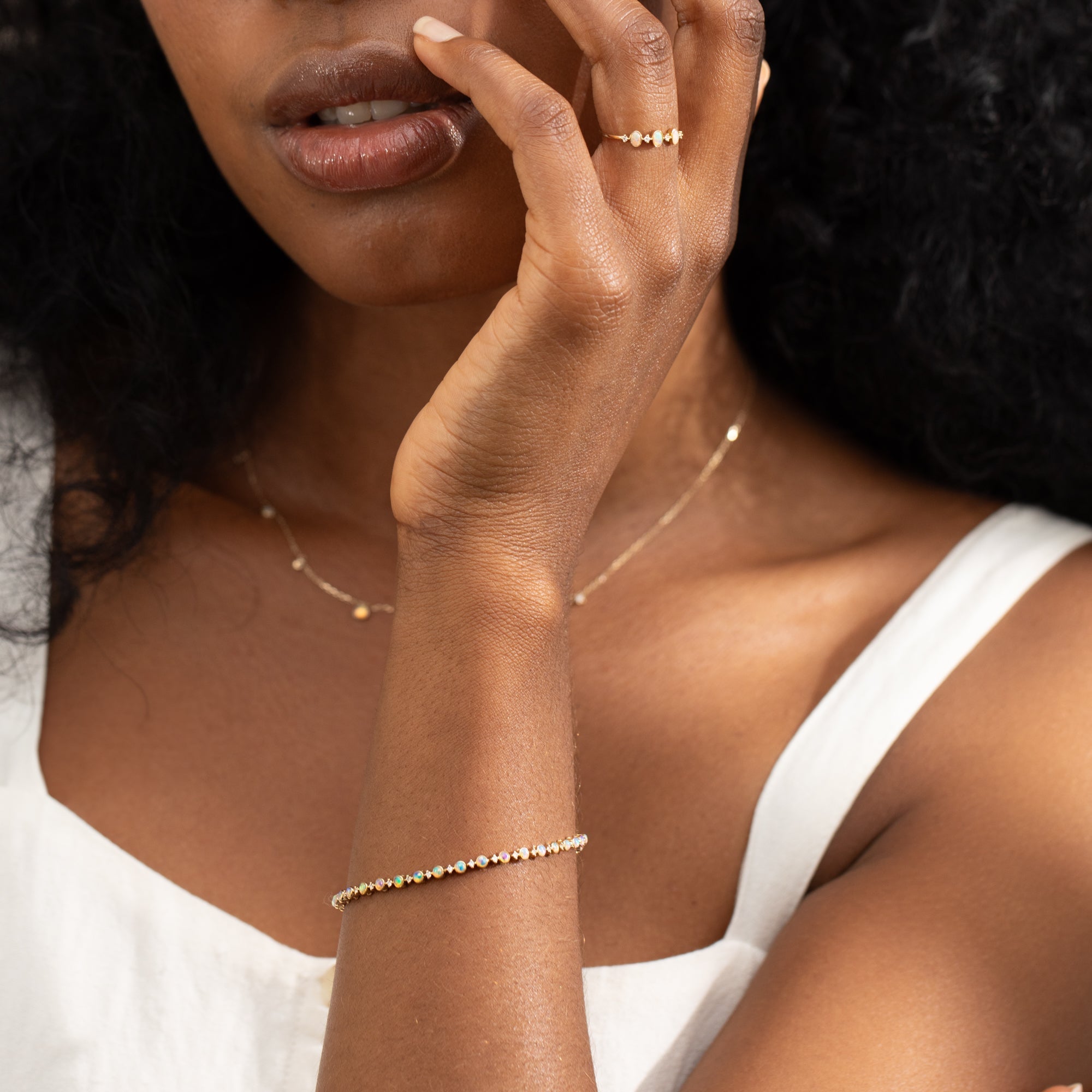 Opal + Diamond Tennis Bracelet