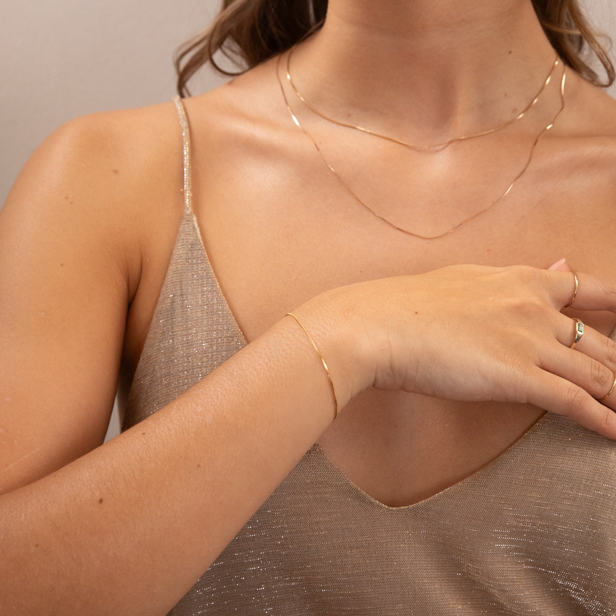 Thin Box Chain Bracelet - 14k Solid Gold