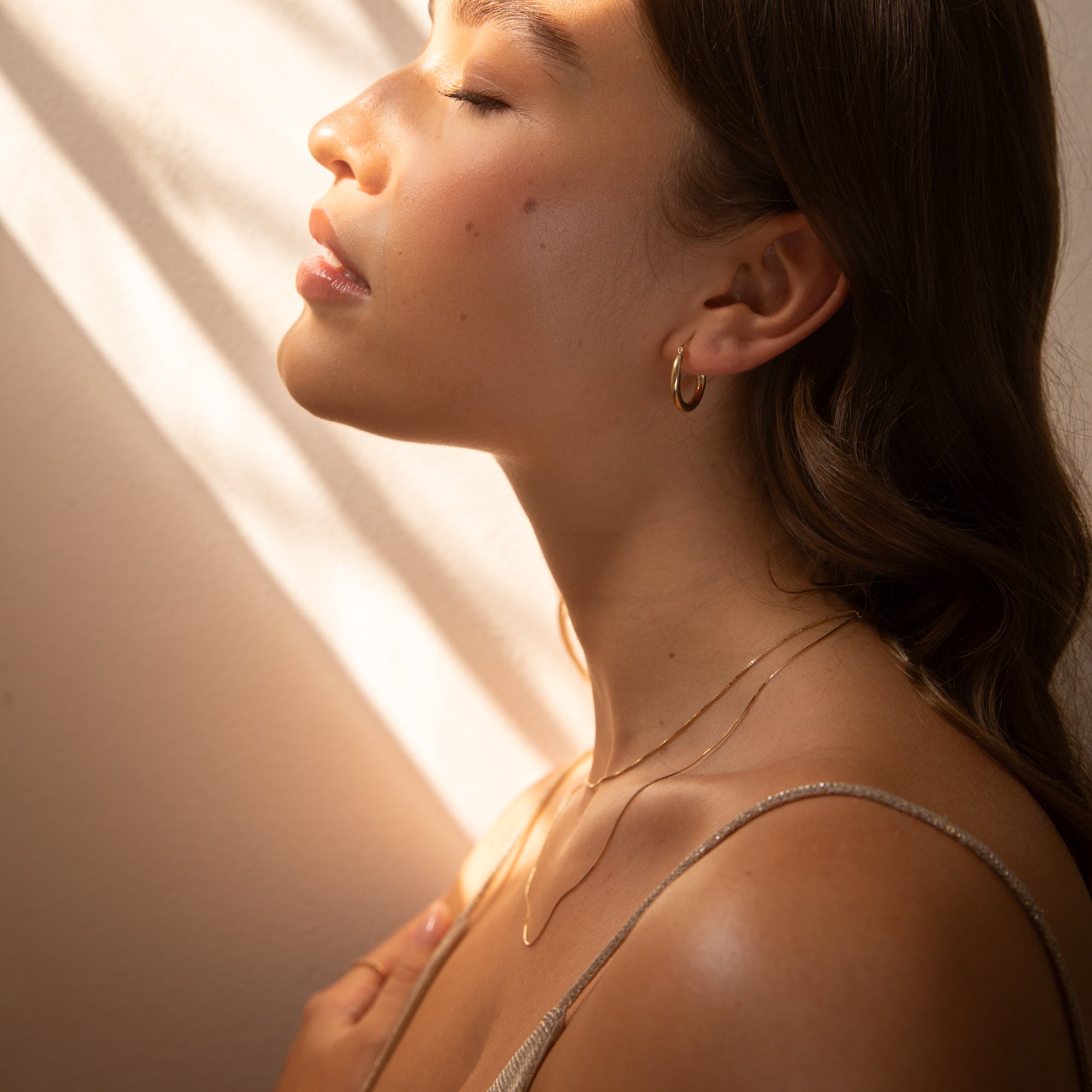 Thin Box Chain Necklace - 14k Solid Gold