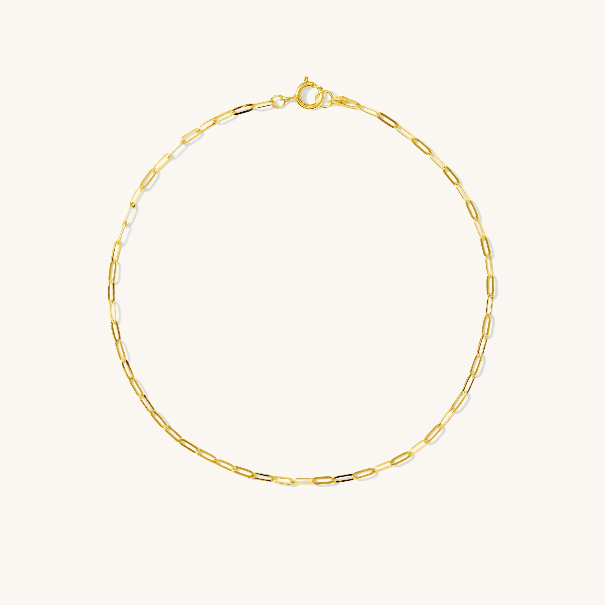 Dainty Paperclip Chain Bracelet - 14k Solid Gold