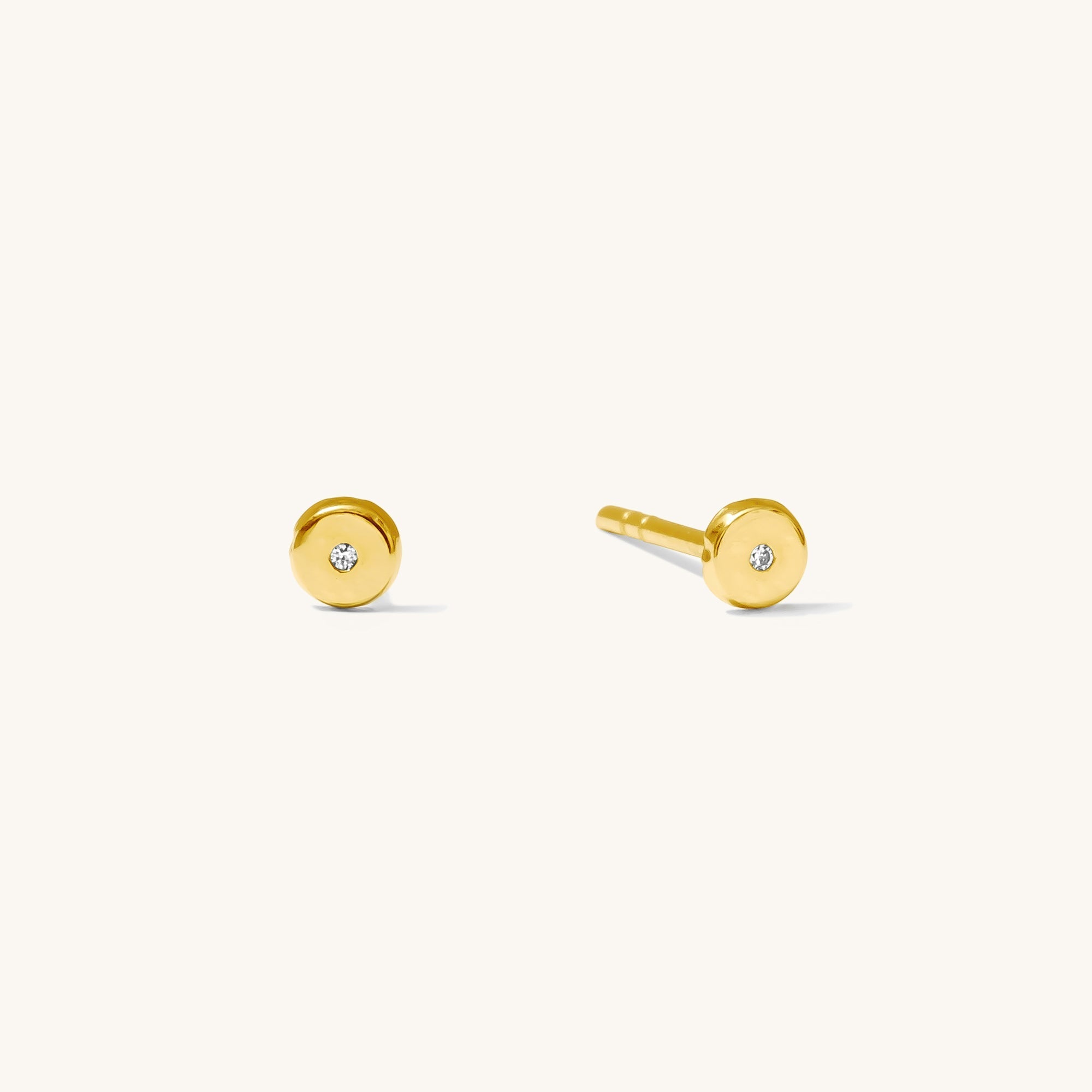 Tiny Circle CZ Stud Earrings