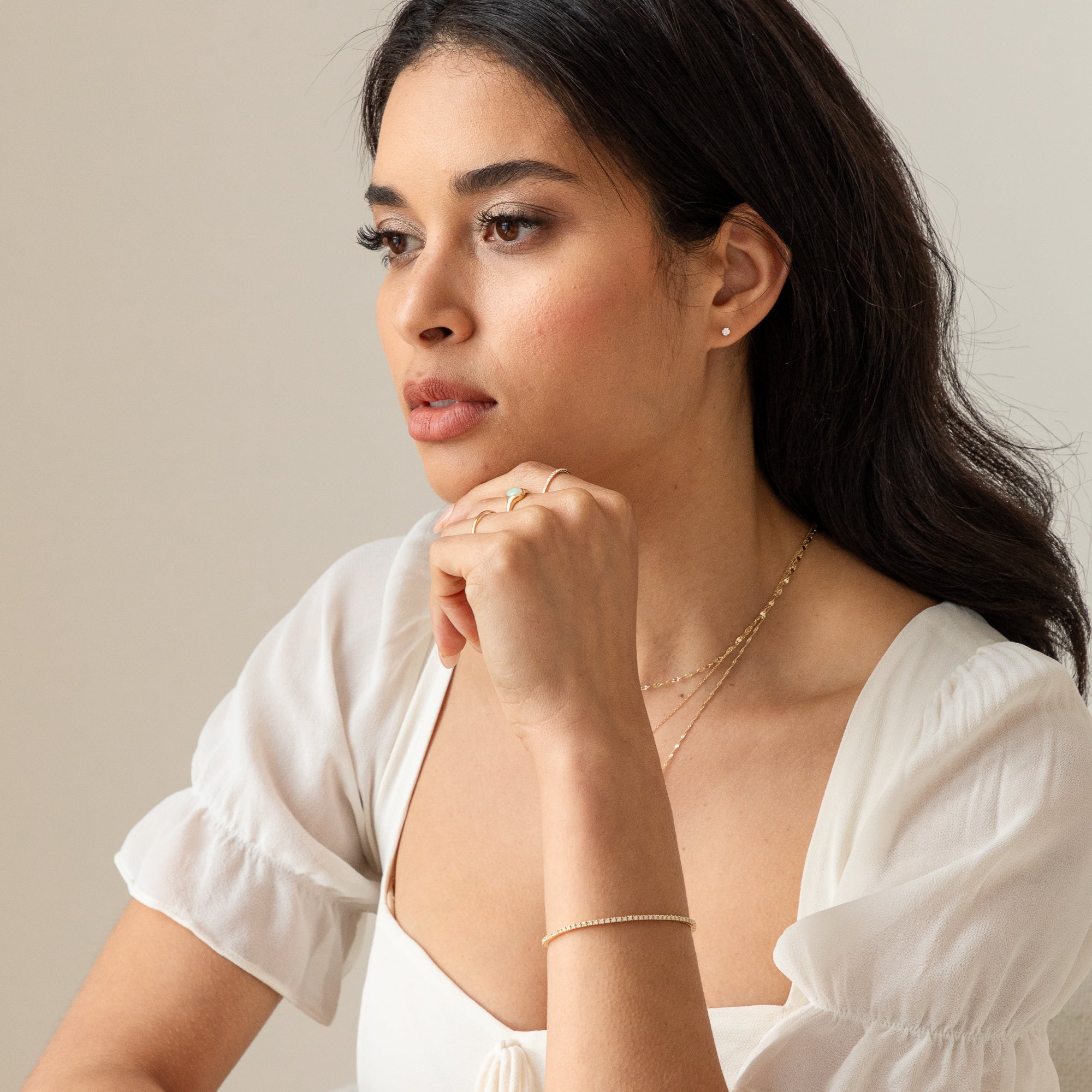 Dainty Stud Earrings Set - 14k