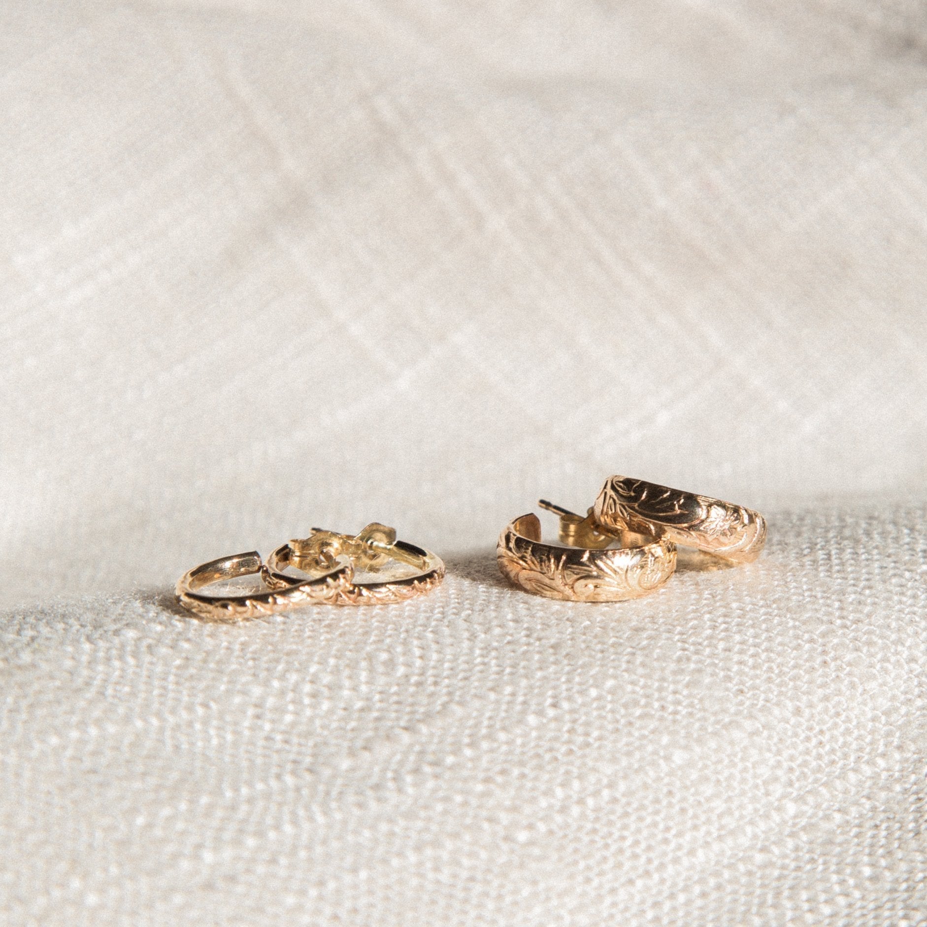 Thin Flower Hoop Earrings