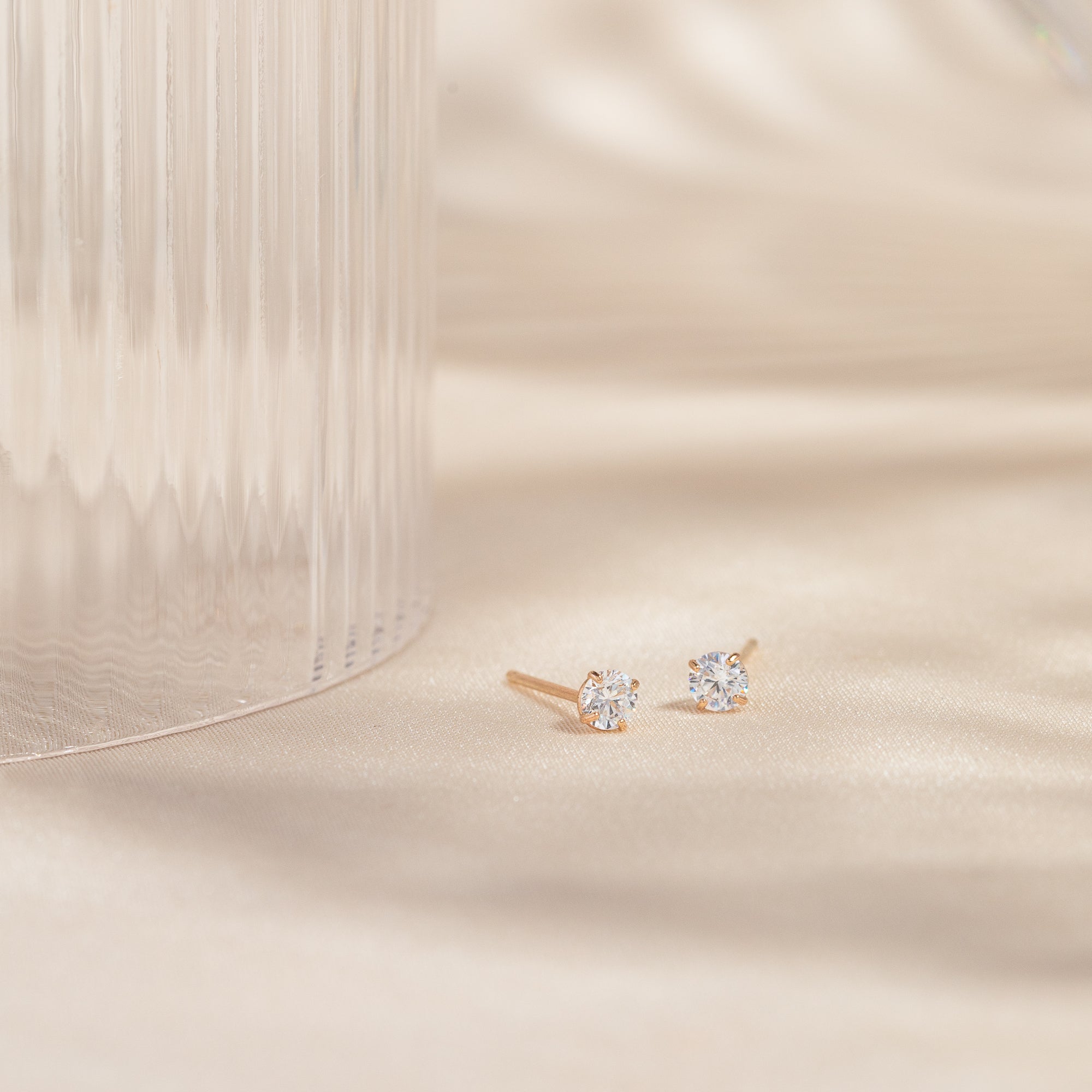 Dainty Stud Earrings Set - 14k