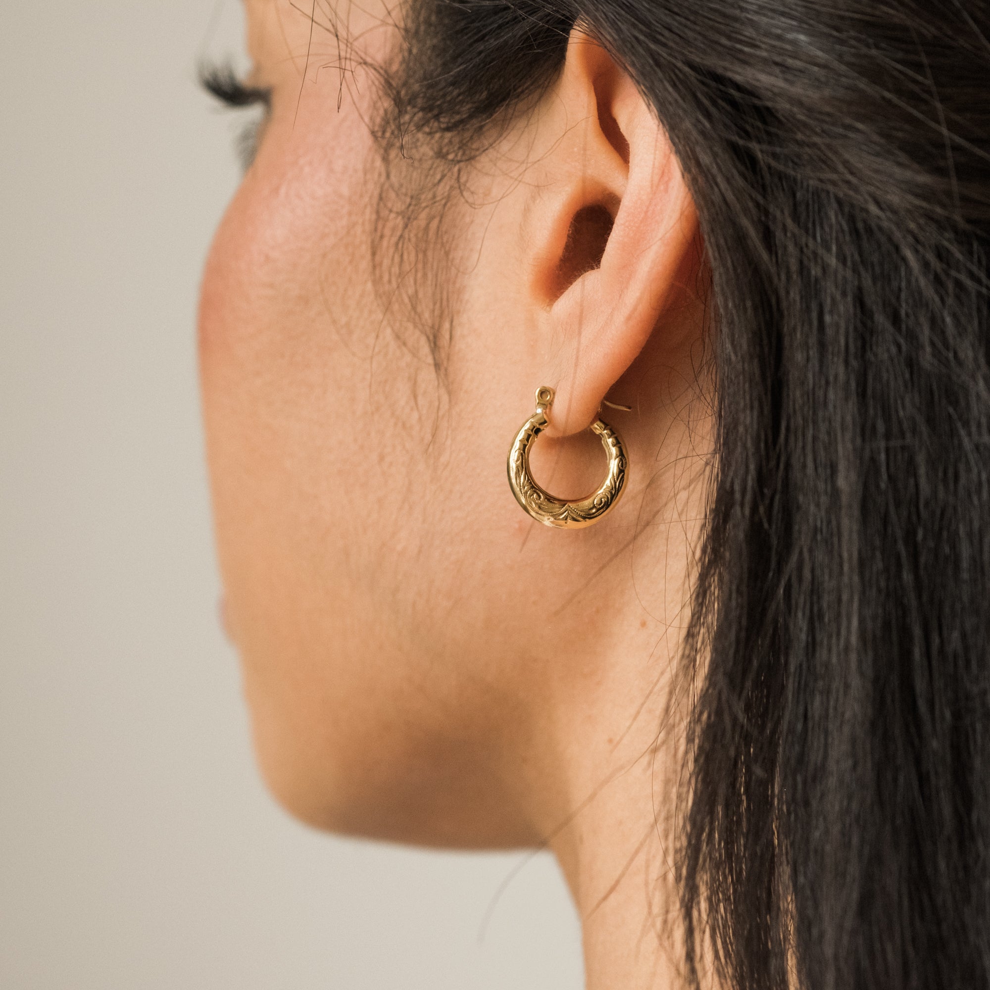 Vintage Floral Hoop Earrings