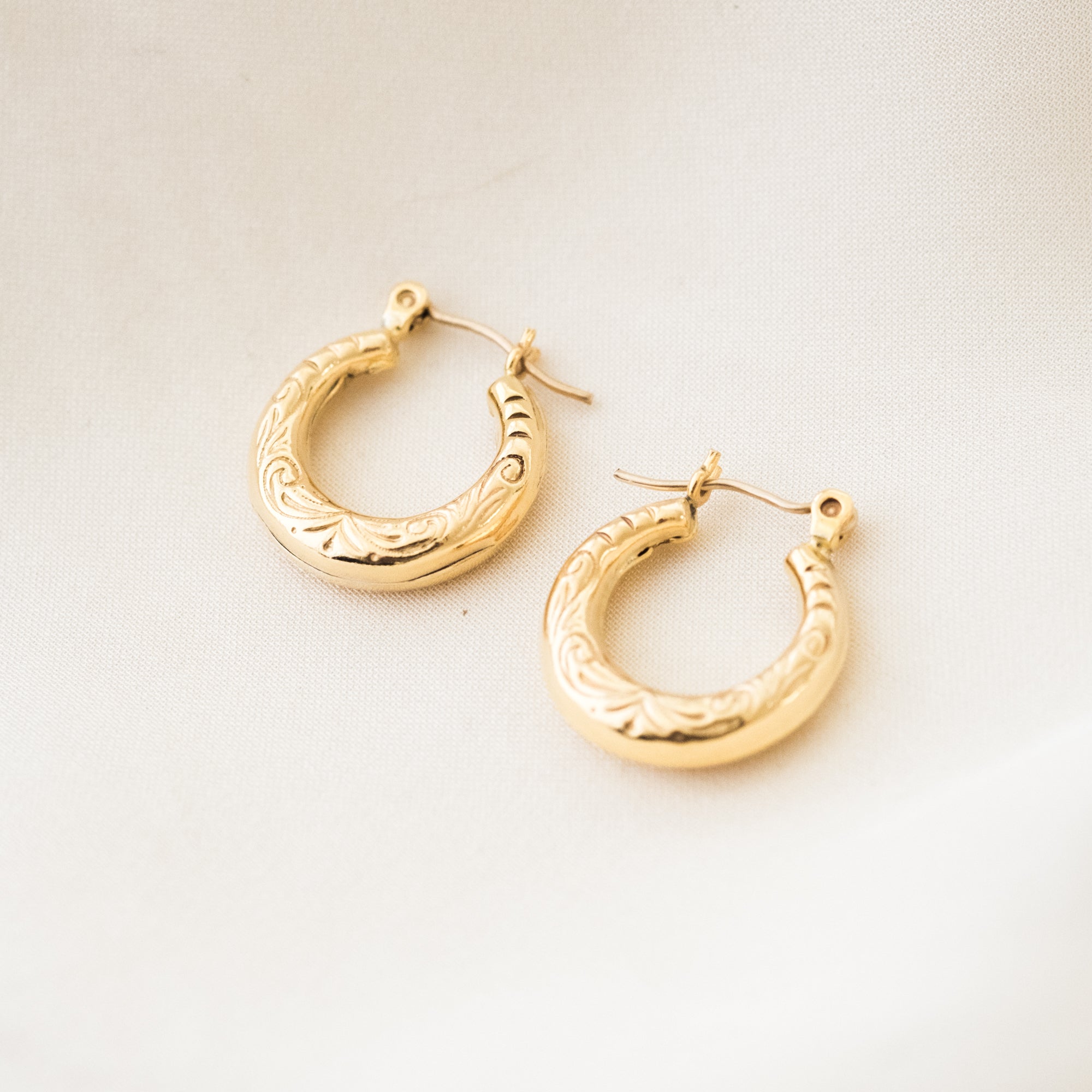 Vintage Floral Hoop Earrings