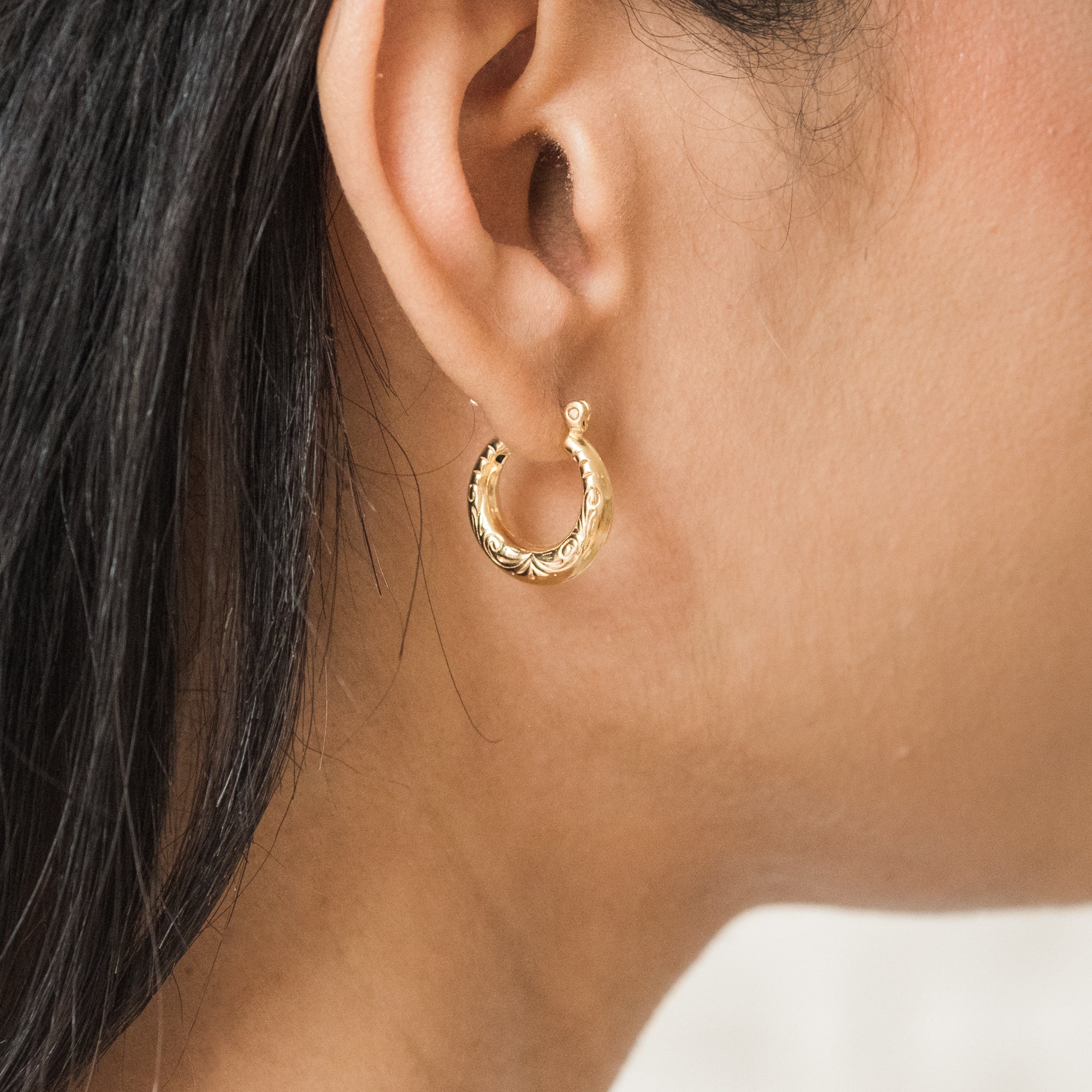 Vintage Floral Hoop Earrings