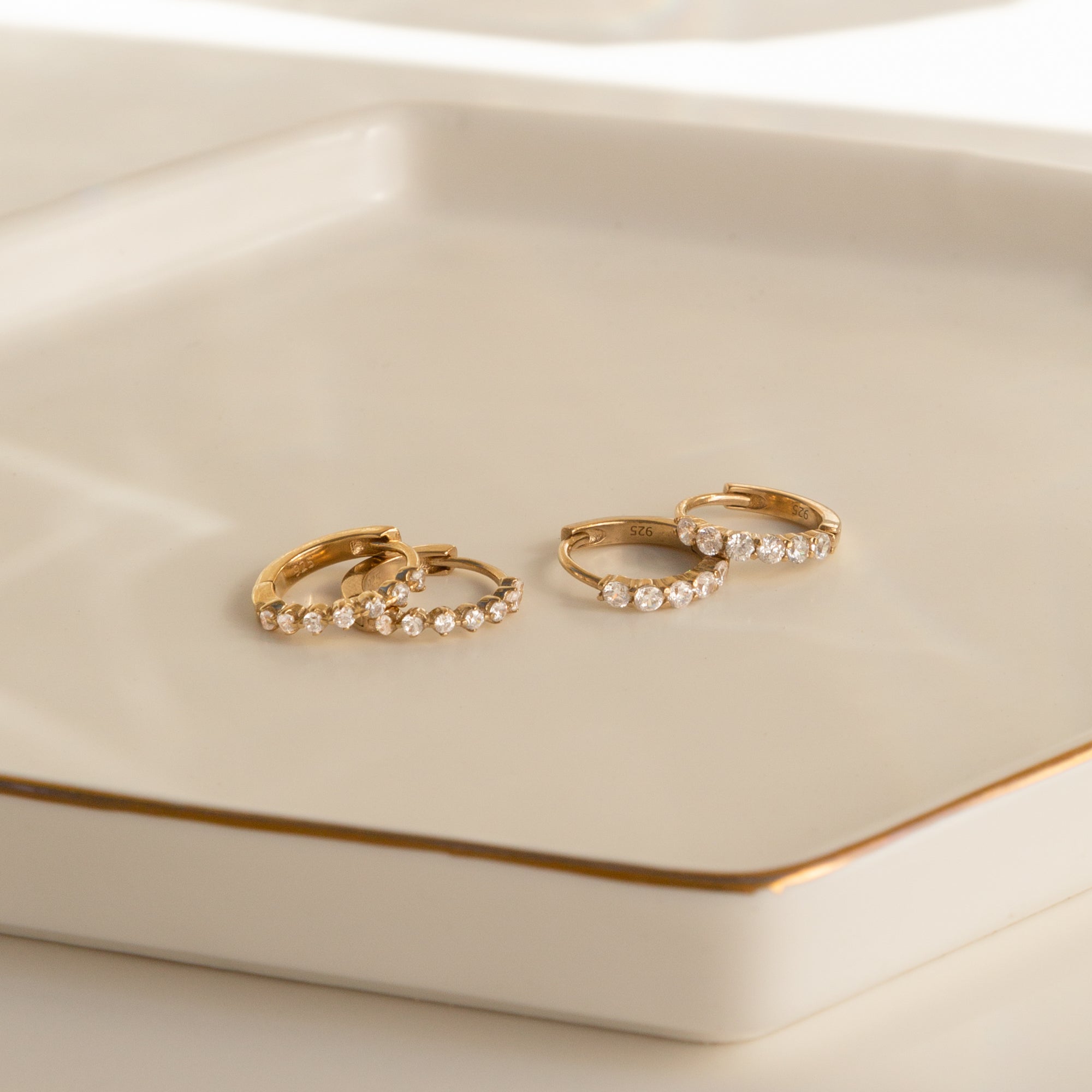 Dainty CZ Huggie Hoop Earrings