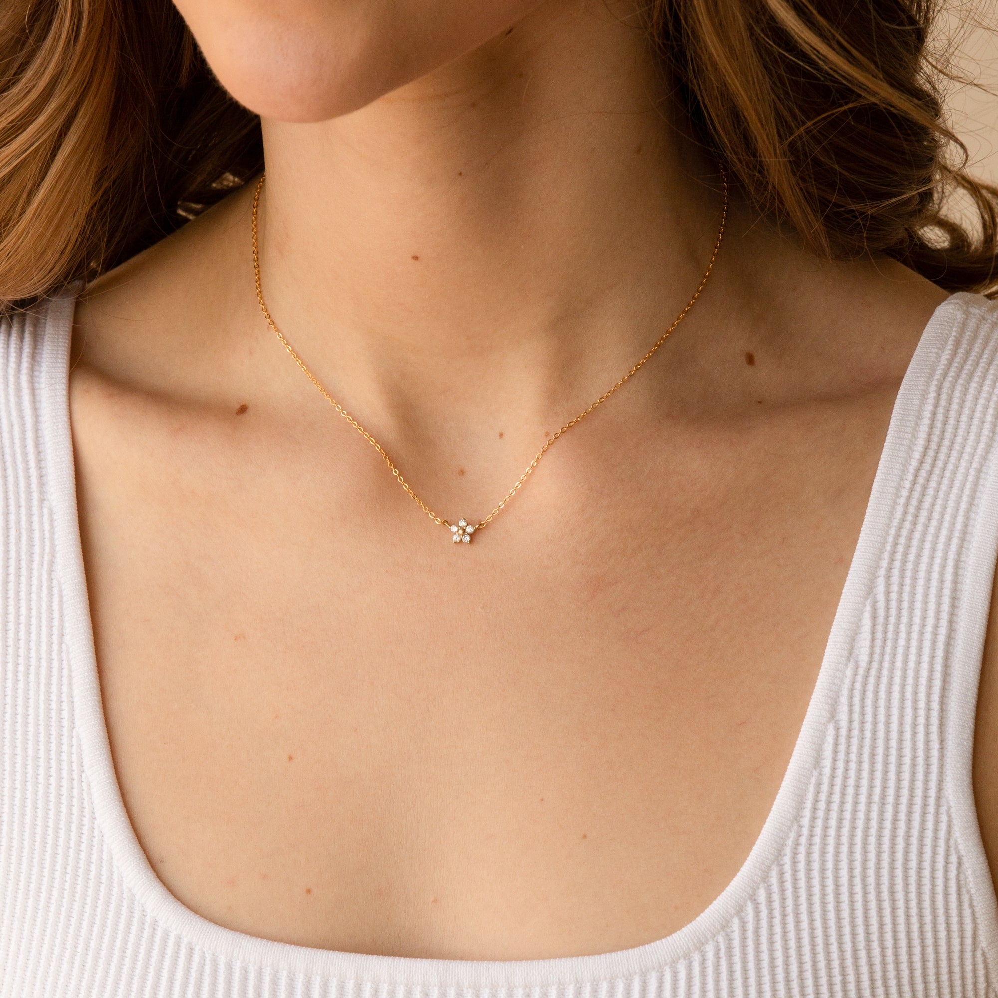 Dainty Flower CZ Necklace