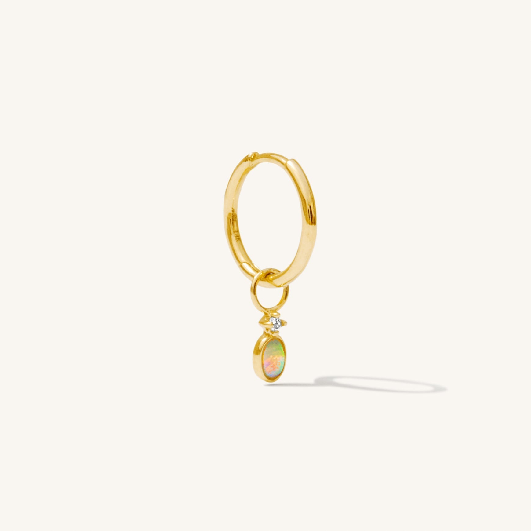 Dainty Opal + Diamond Hoop Earrings