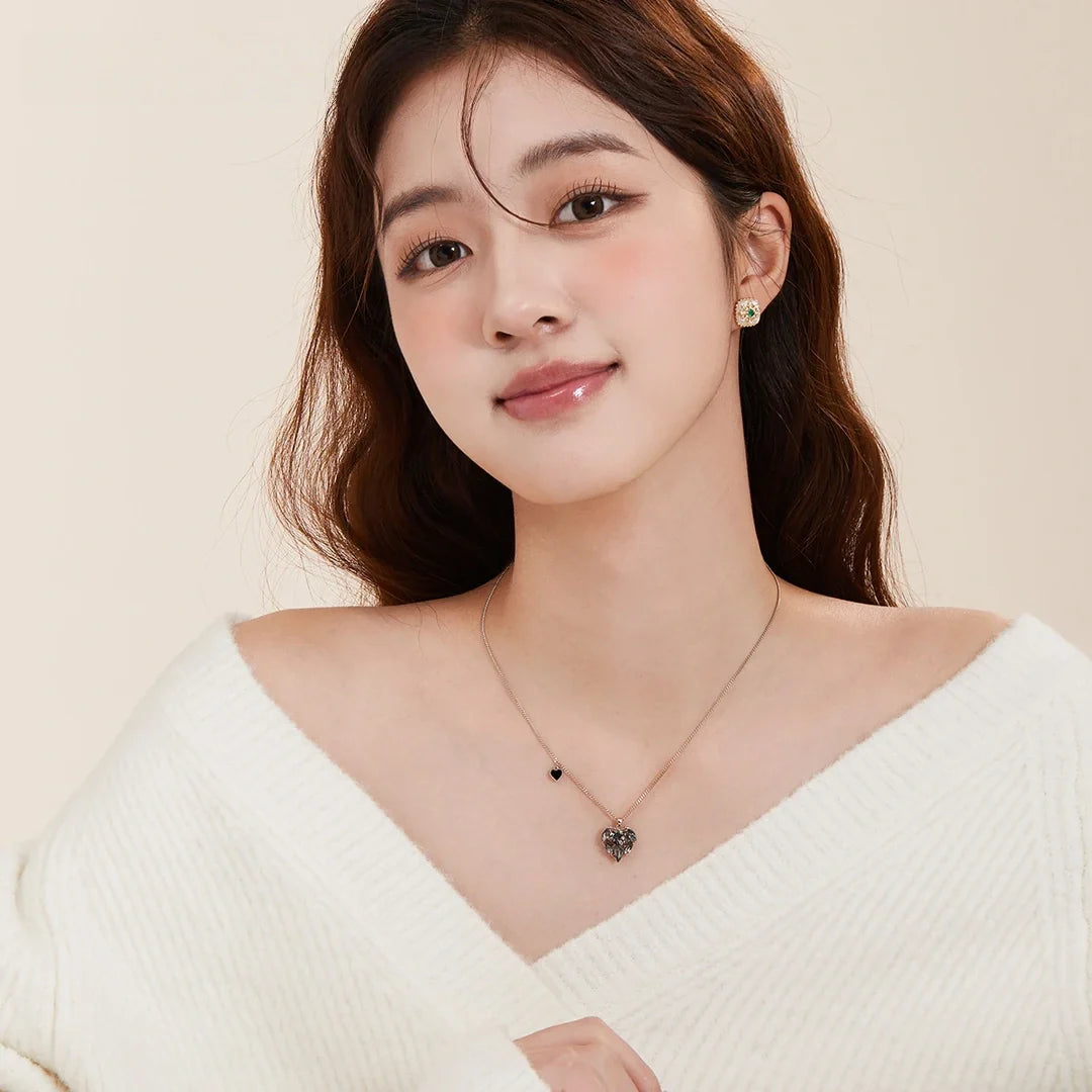 Smoky Gold Heart CZ Necklace