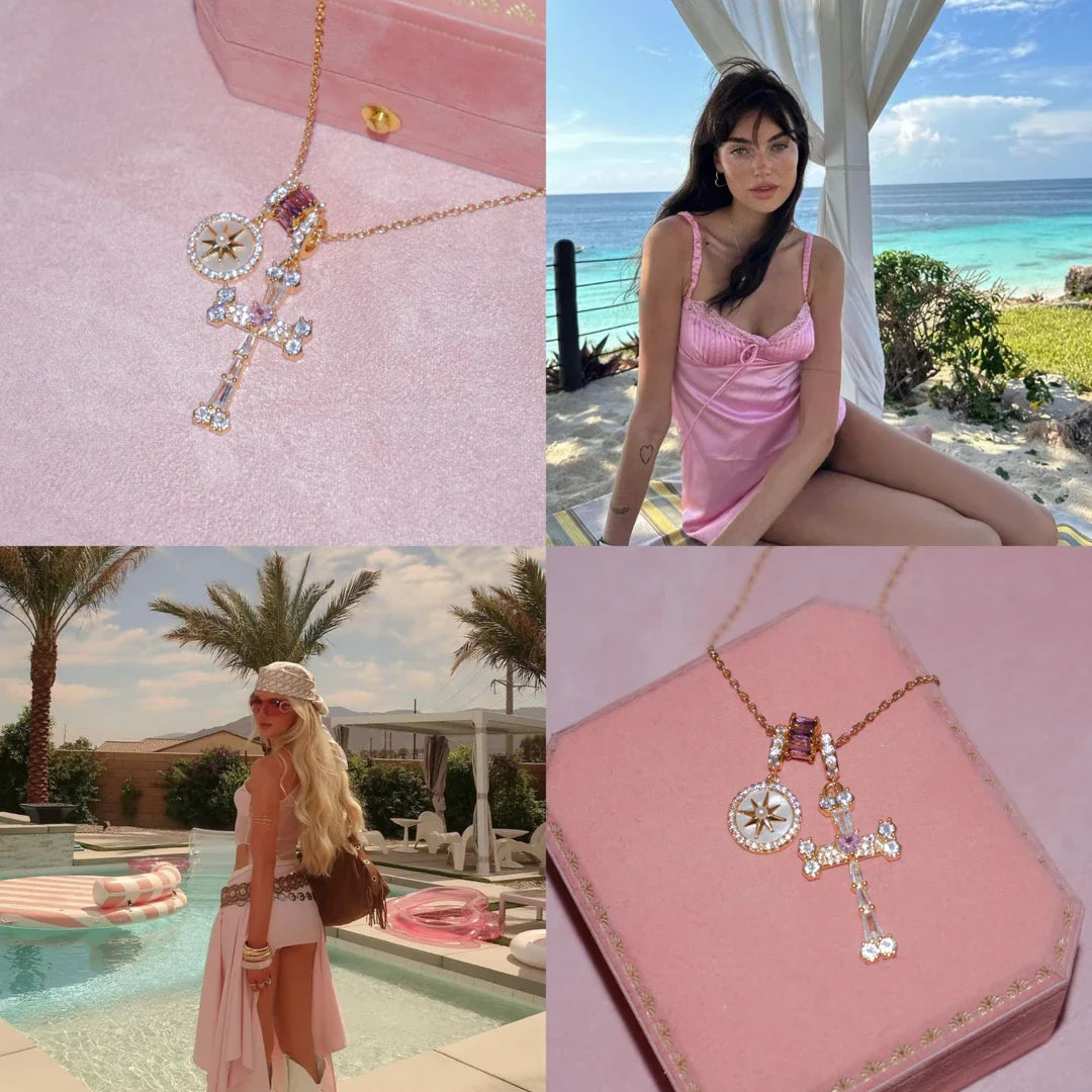 14K Gold Vermeil Cross & North Star Necklace