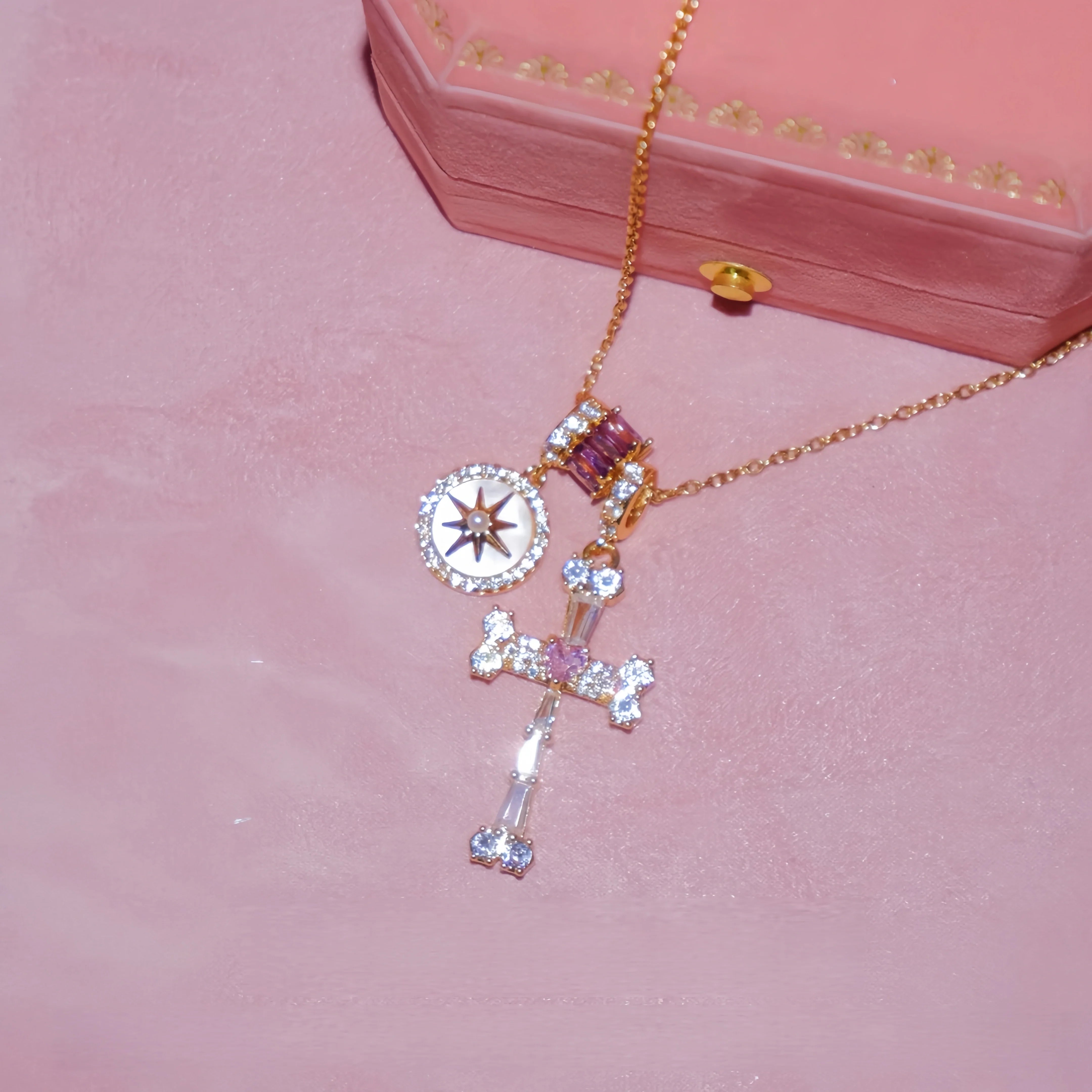 14K Gold Vermeil Cross & North Star Necklace