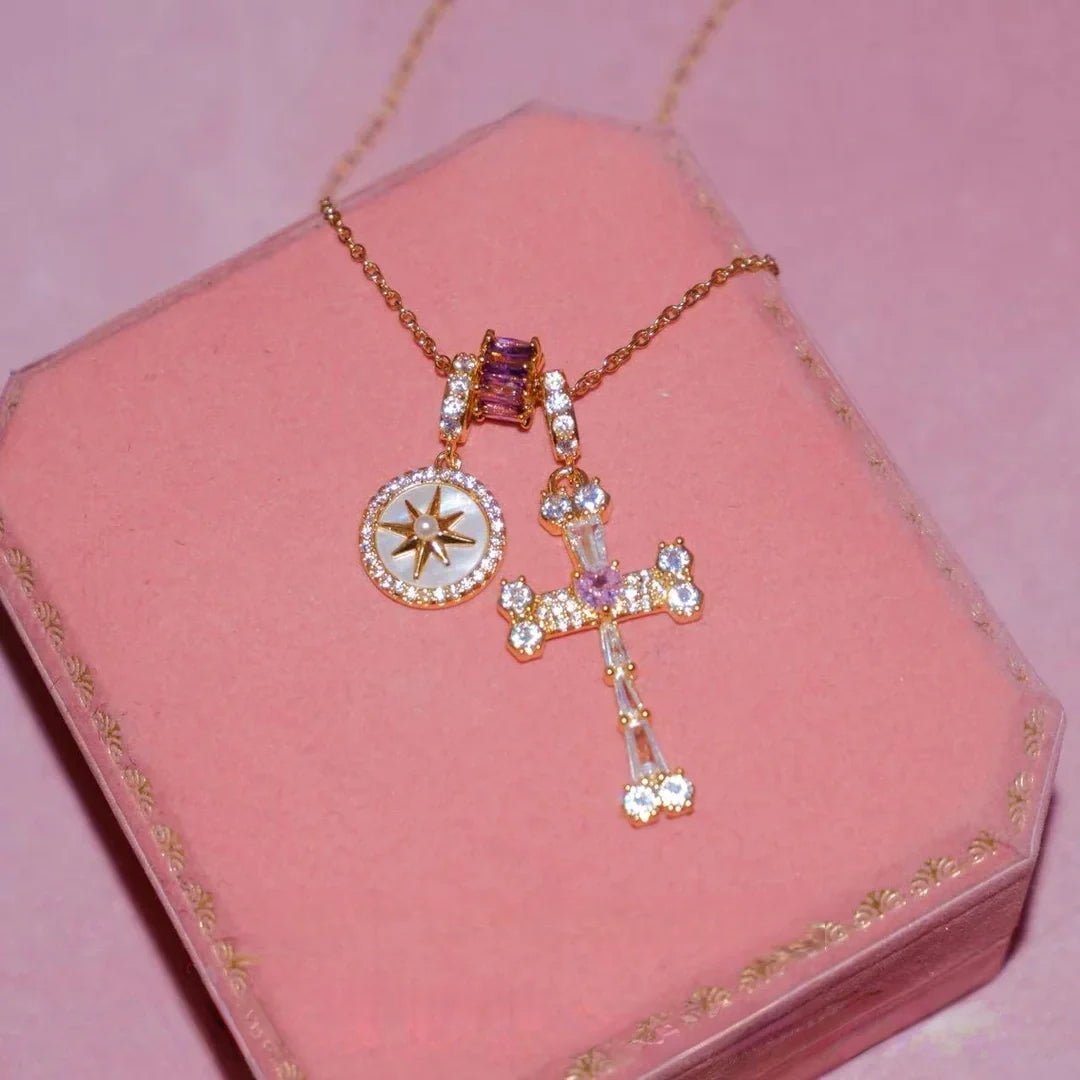 14K Gold Vermeil Cross & North Star Necklace