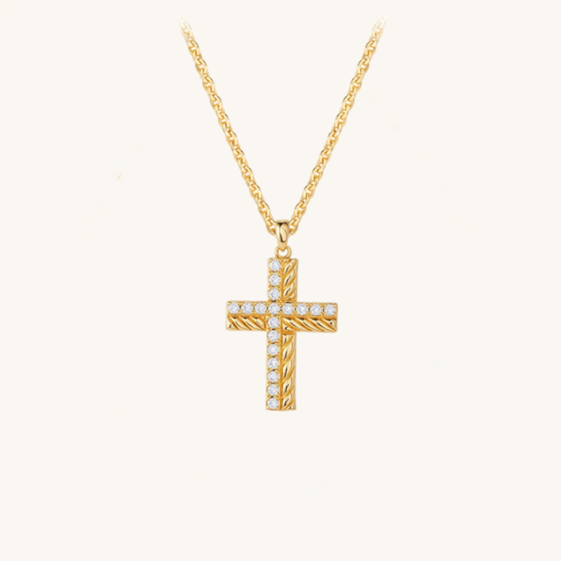 14K Gold Cross Pendant Necklace