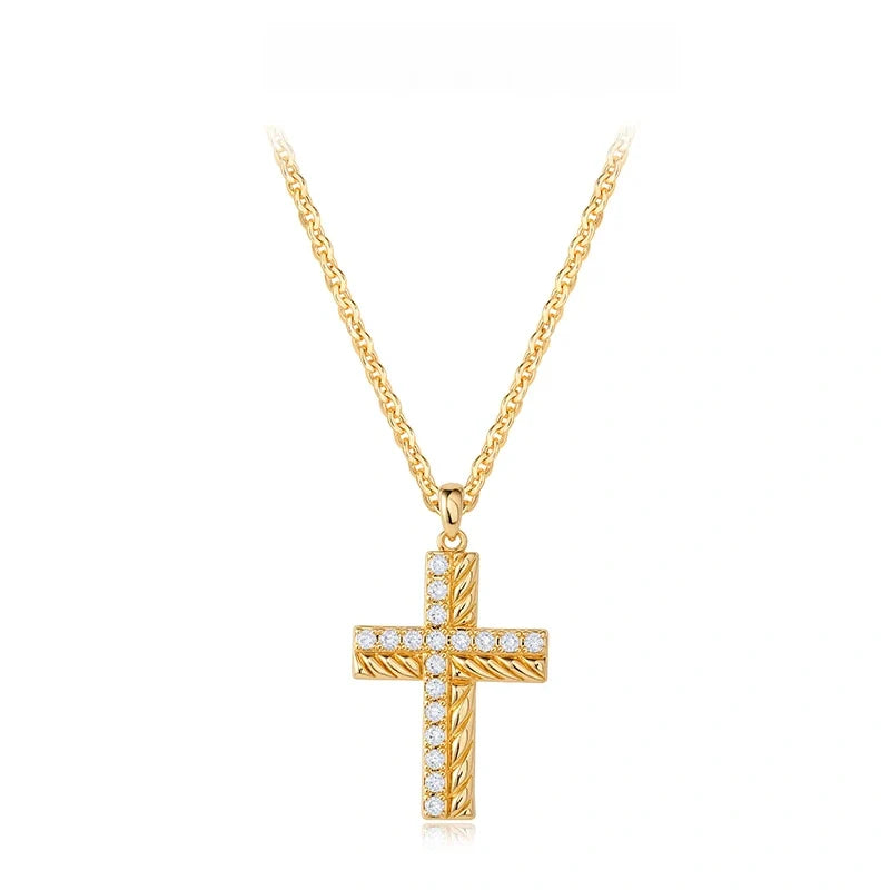 14K Gold Cross Pendant Necklace
