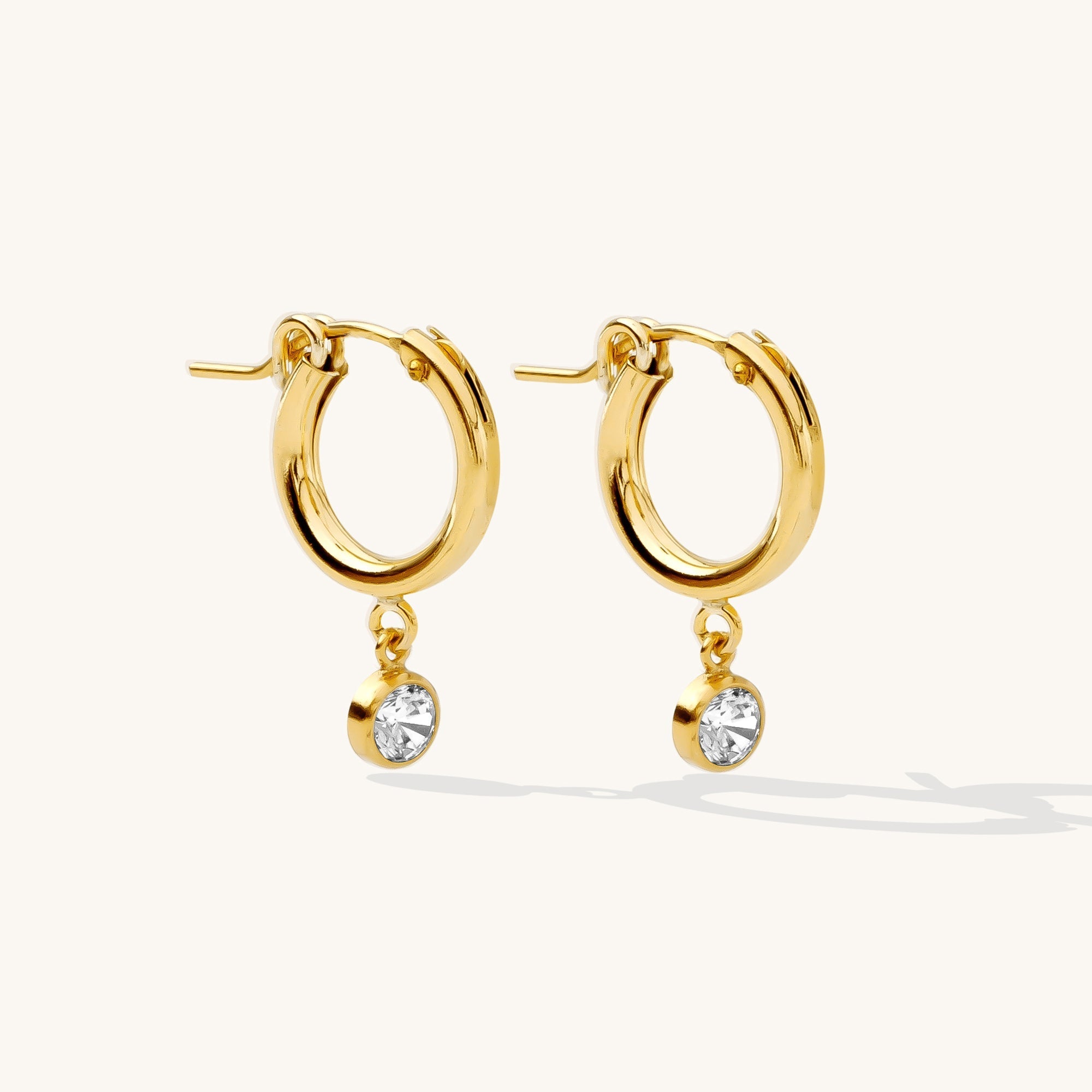 Tiny Solitaire Hoop Earrings