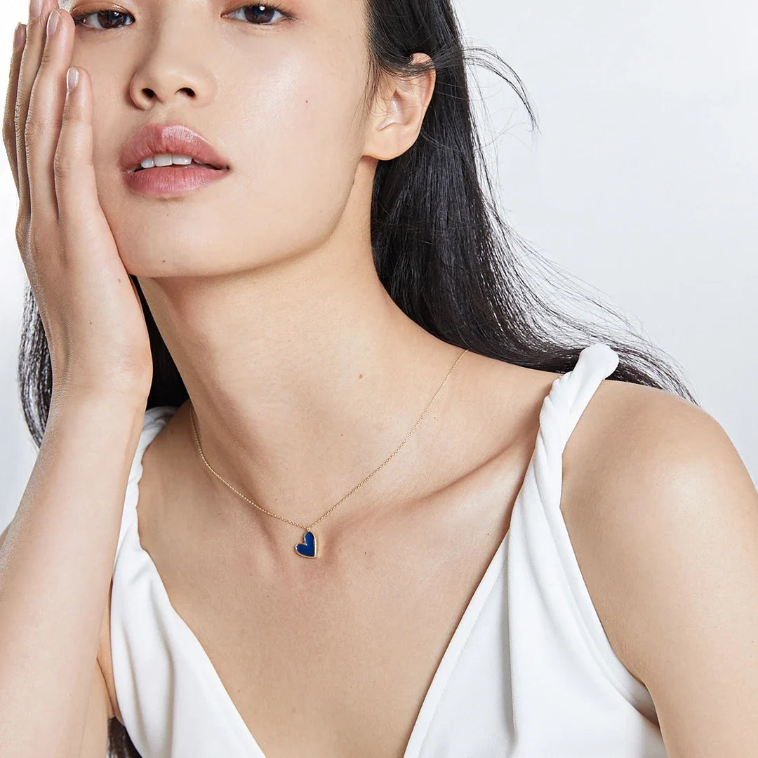 Simple Blue Heart Necklace